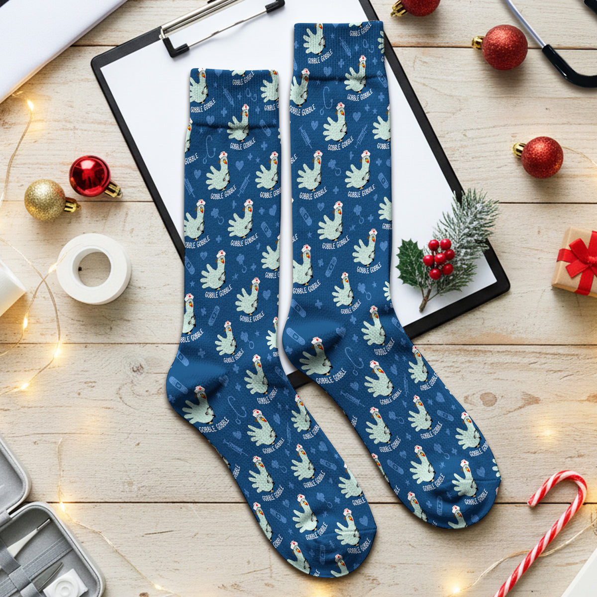 Funny Gobble Gobble Nurse Turkey Socks, Adult Socks for Men and Women