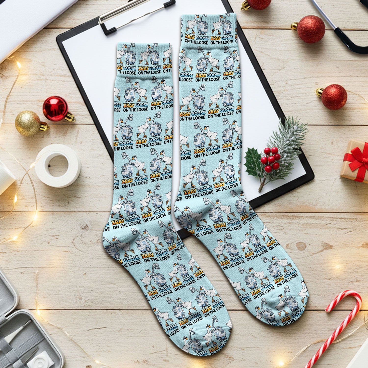 Funny Xray Goose On The Loose Pattern Socks, Breathable Fabrics Medical Uniform