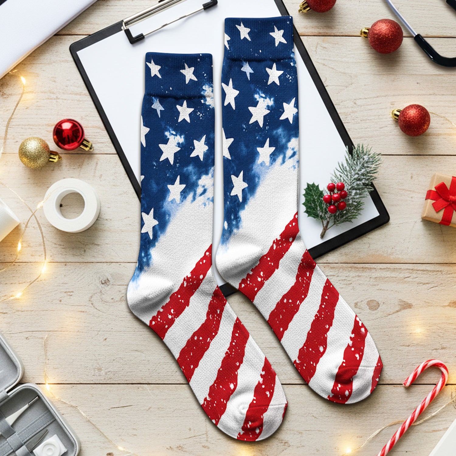 USA Stars And Stripes Pattern Socks, Adult Socks for Men and Women