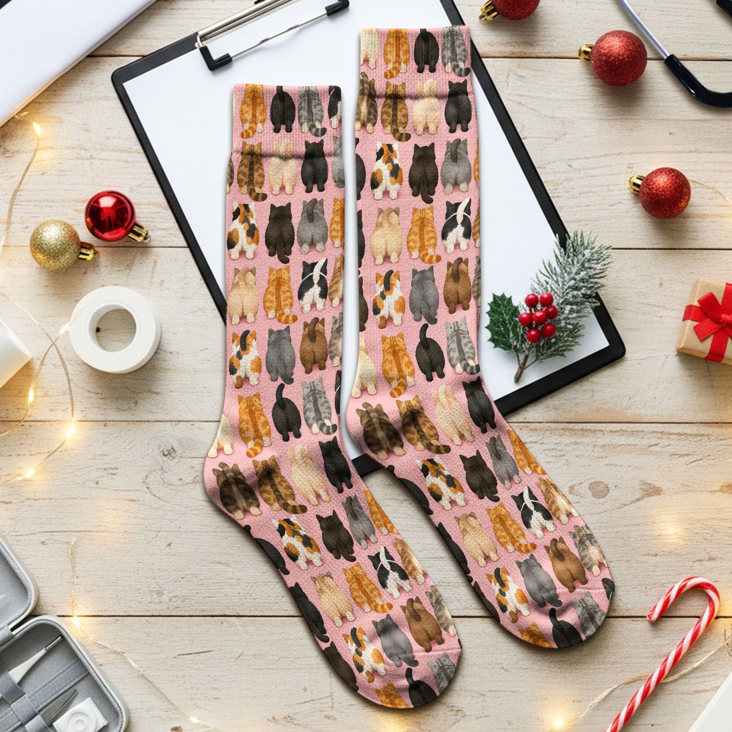 Cute Cats Back View Pattern Socks, Adult Socks for Men and Women