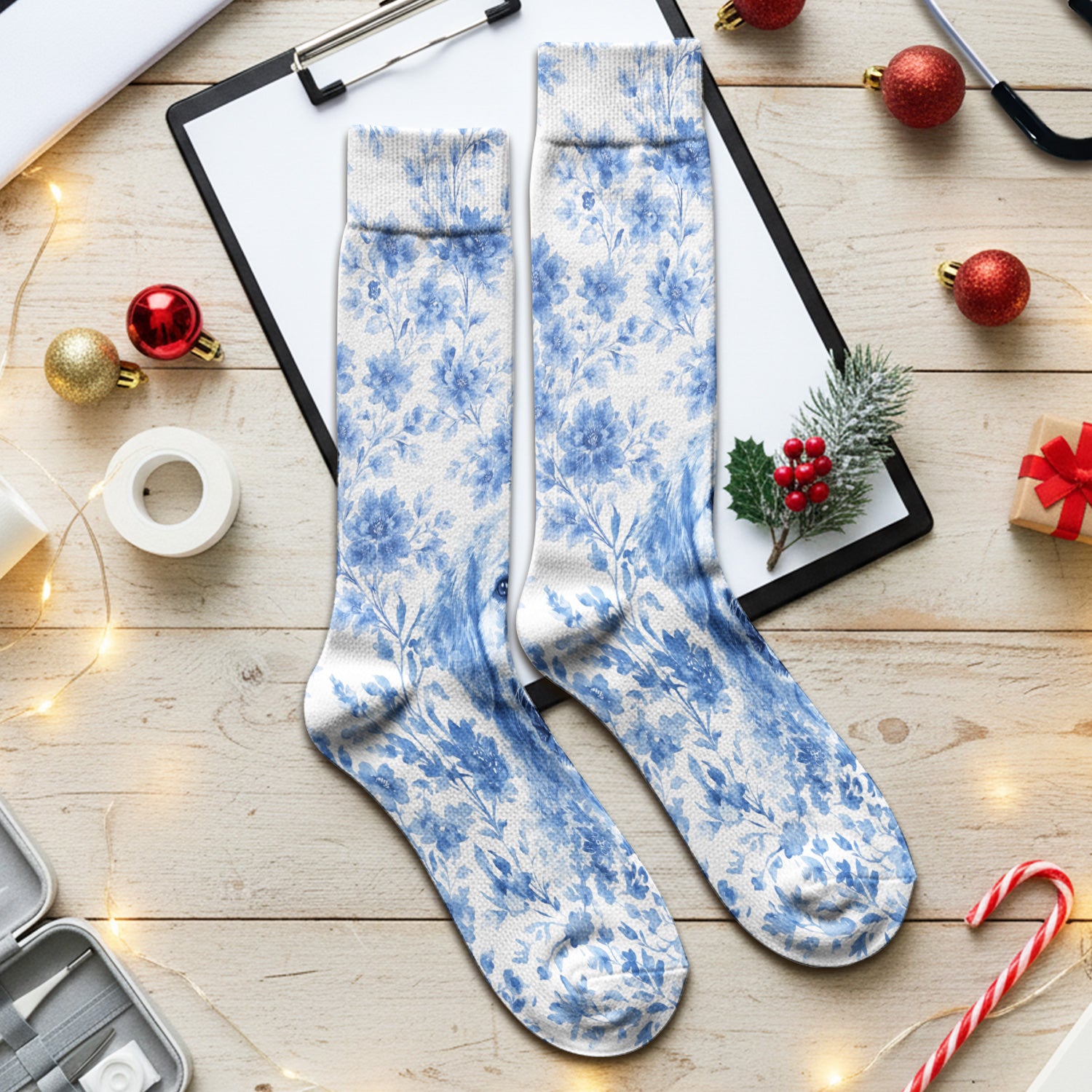 Personalized Pet Photo Floral Socks, Adult Socks for Men and Women