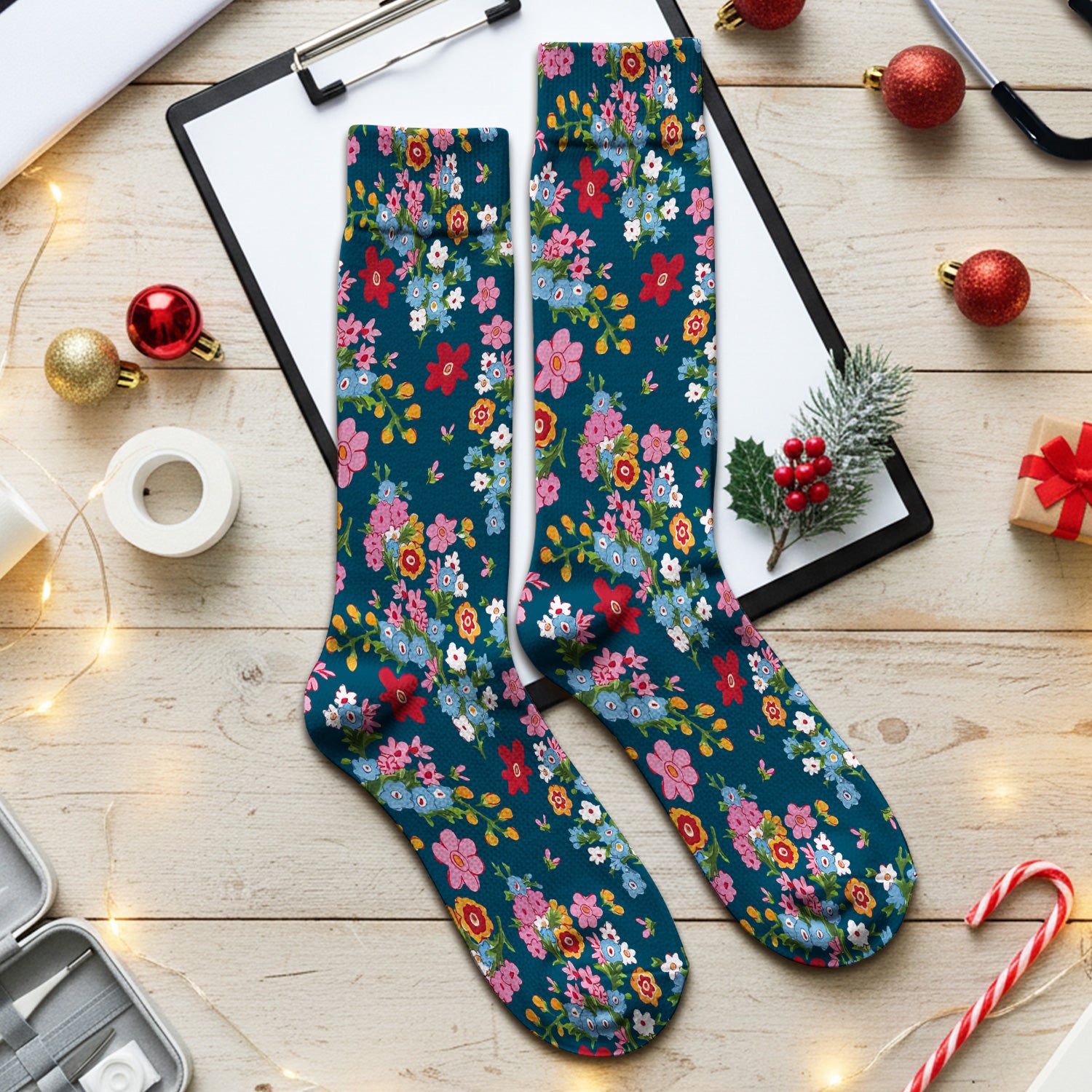 Charming Vintage Floral Bouquet Pattern Socks, Adult Socks for Men and Women