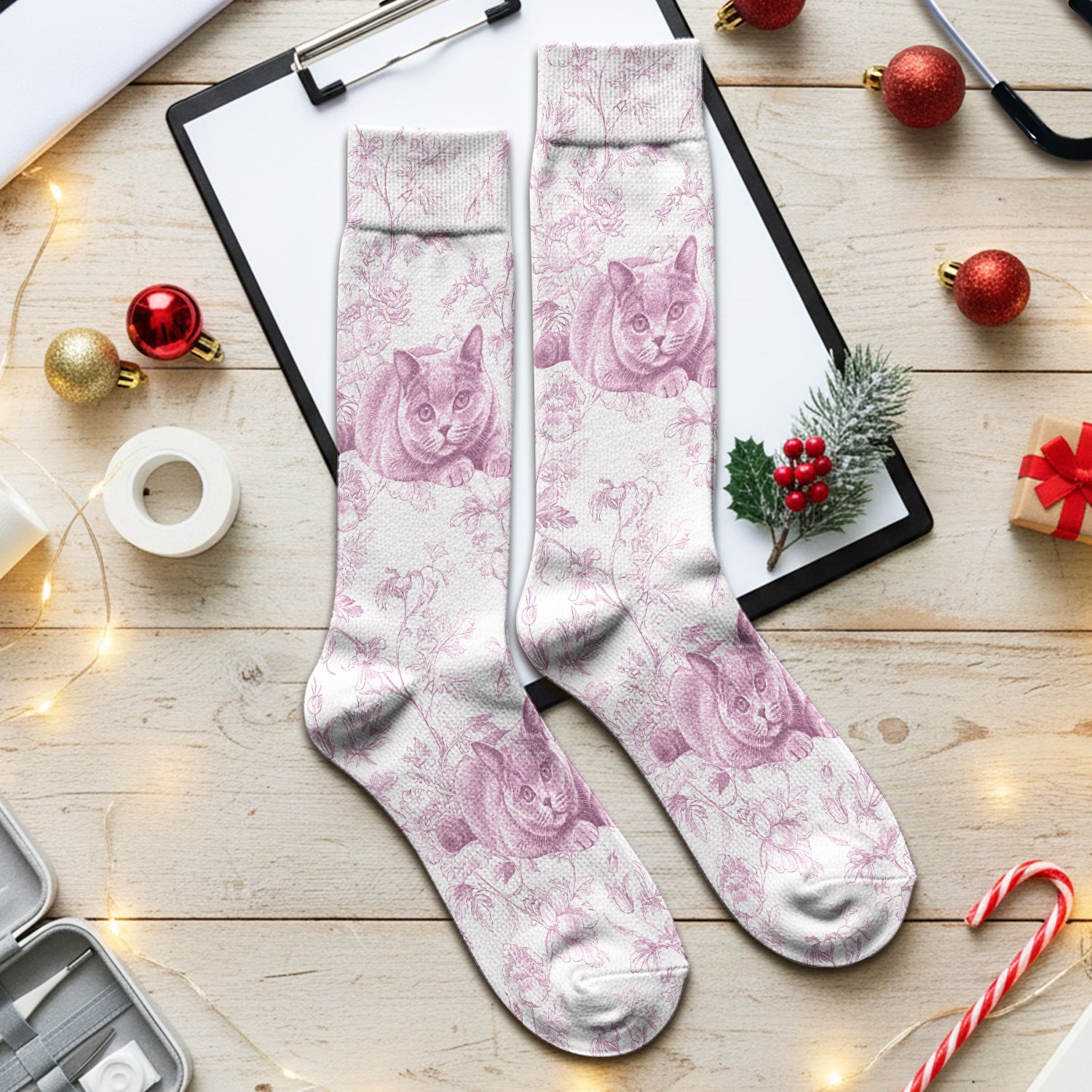 Custom Dog Cat Style Chinoiserie Pattern Socks, Adult Socks for Men and Women