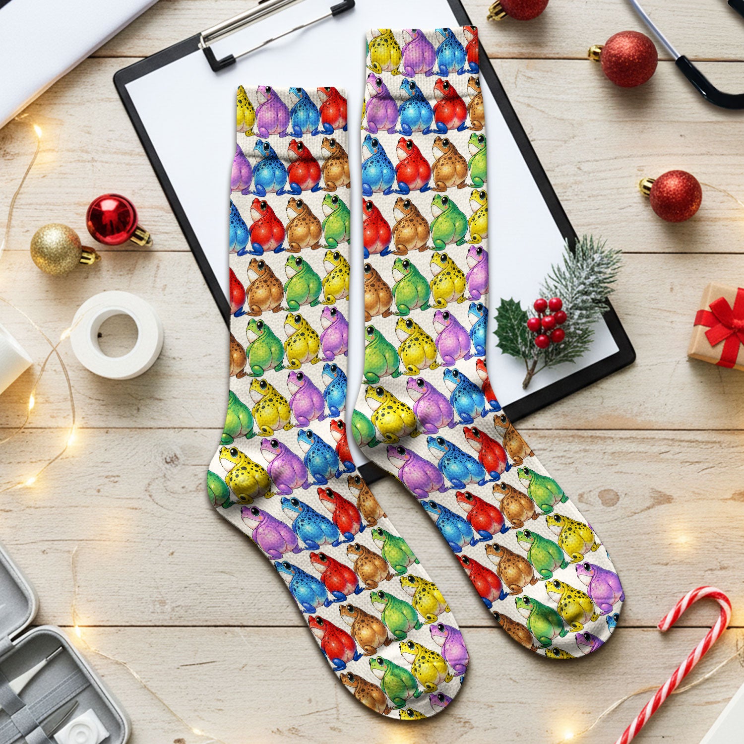 Funny Colorful Frogs Pattern Socks, Adult Socks for Men and Women