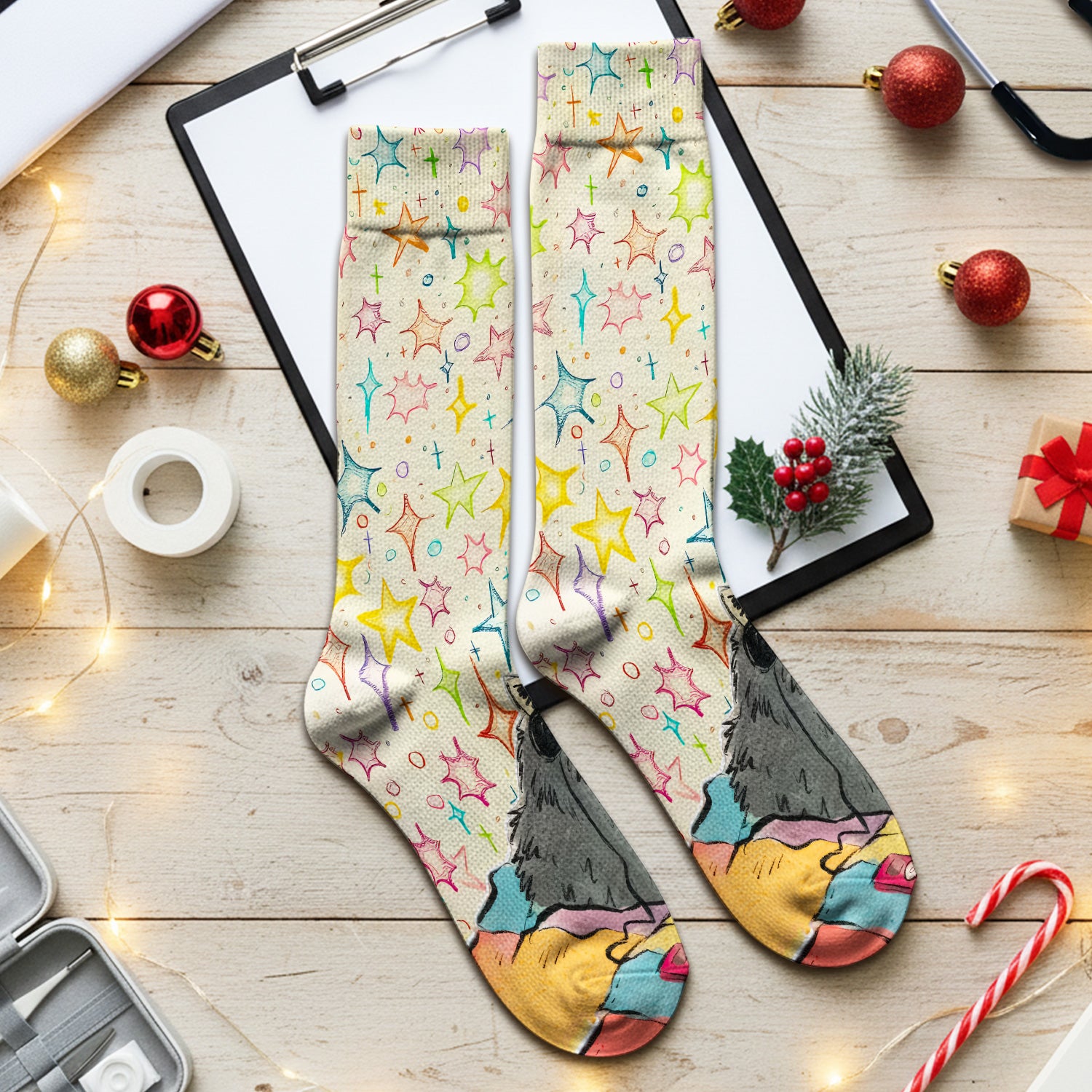 Chill Raccoon Starry Music Pattern Socks, Adult Socks for Men and Women