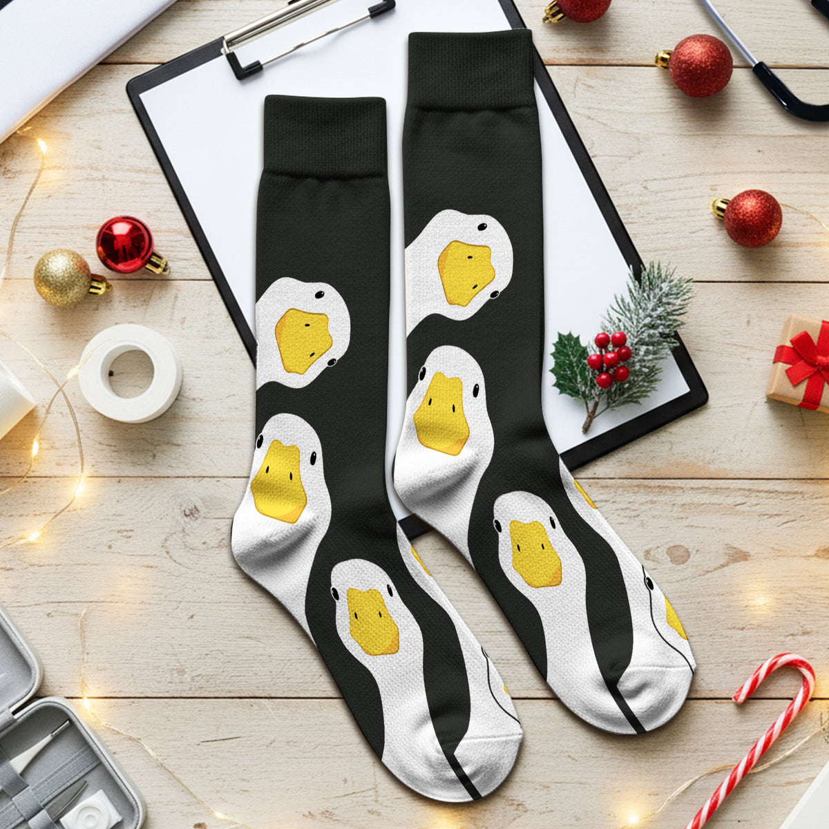 Funny Peekaboo Goose Faces Socks, Adult Socks for Men and Women