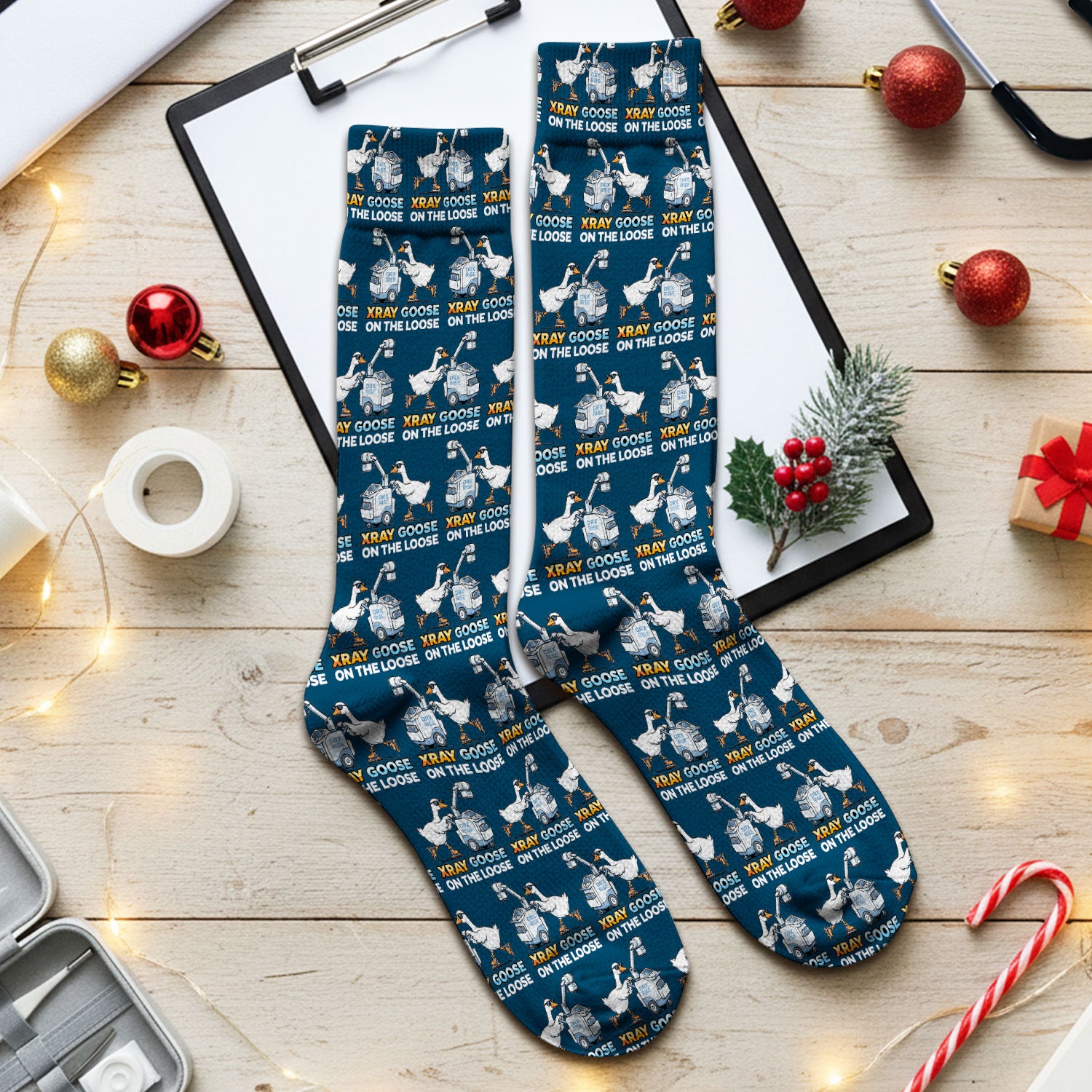 Funny Xray Goose On The Loose Pattern Socks, Breathable Fabrics Medical Uniform