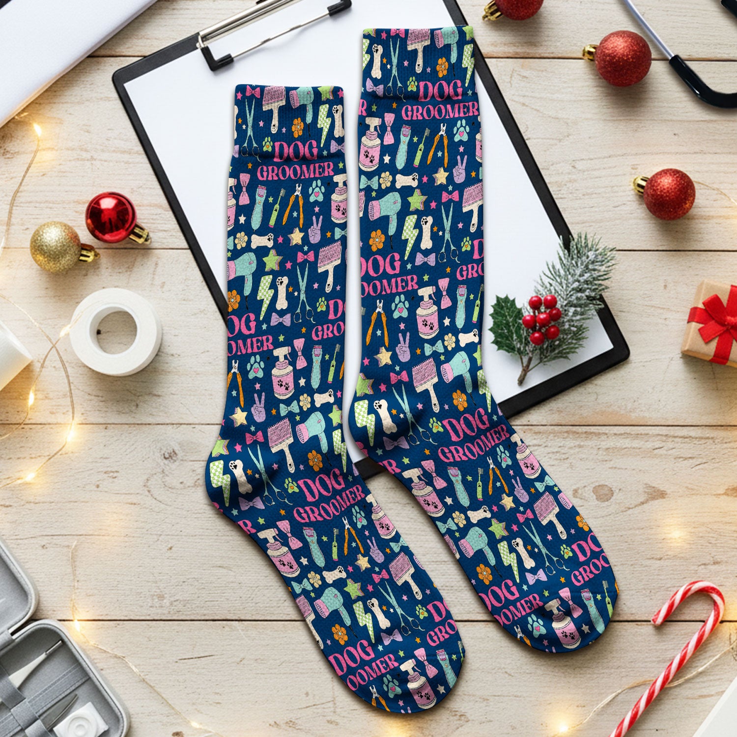 Dog Groomer Tools Pattern Medical Socks, Adult Socks for Men and Women