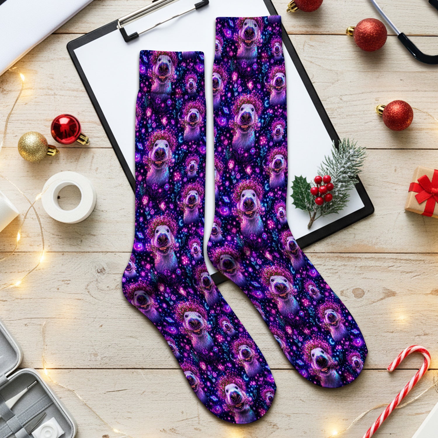 Galaxy Golden Retriever Pattern Socks, Adult Socks for Men and Women