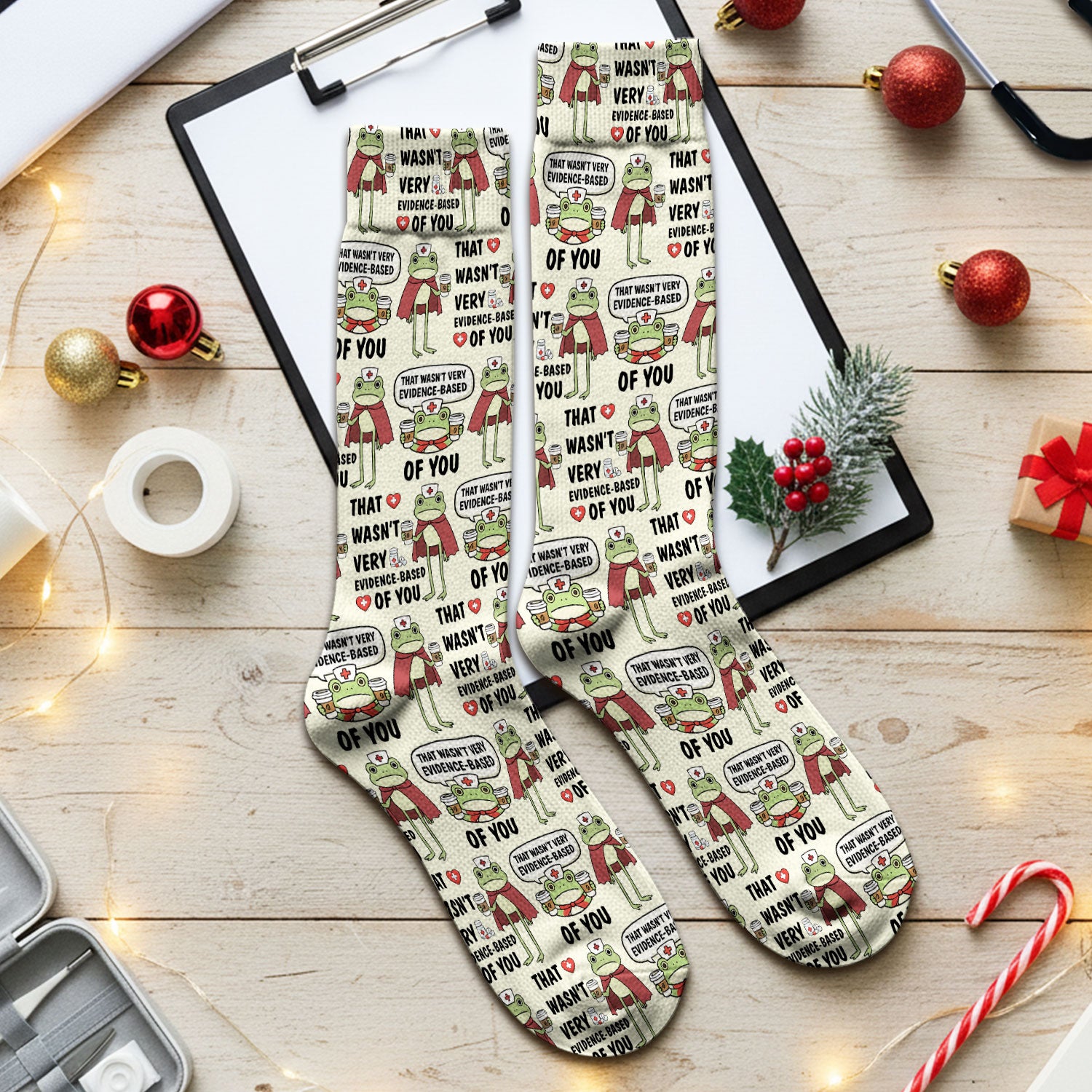 Funny Frog Nurse Quote Medical Pattern, Socks for Nurse Doctor