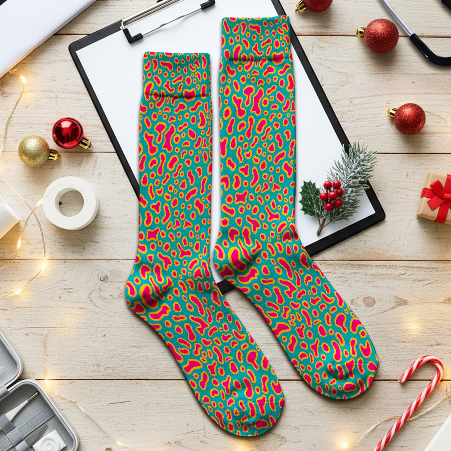 Colorful Abstract Leopard Pattern Socks, Funny Medical Staff Socks