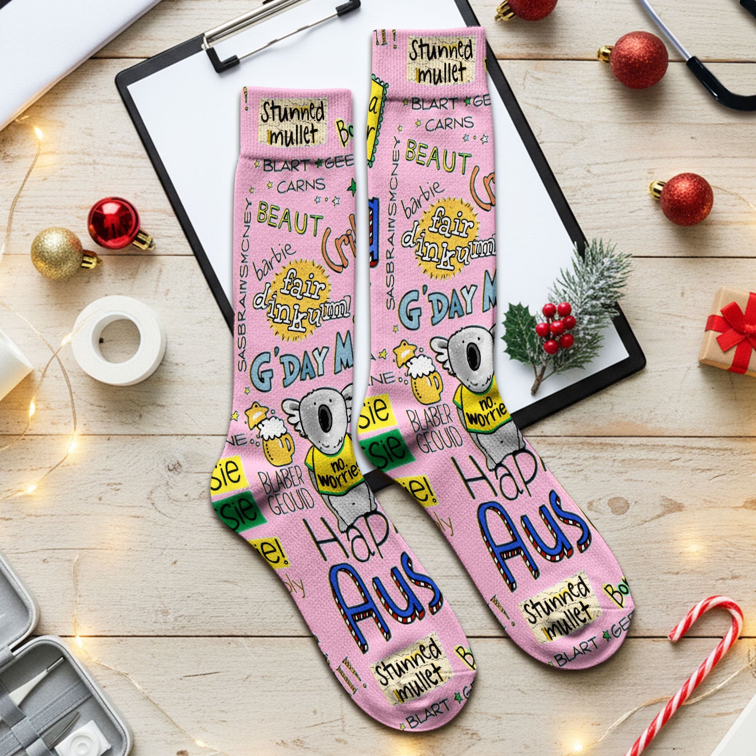 Cute Cartoon Koala Australia Pattern Medical Socks, Adult Socks for Men and Women