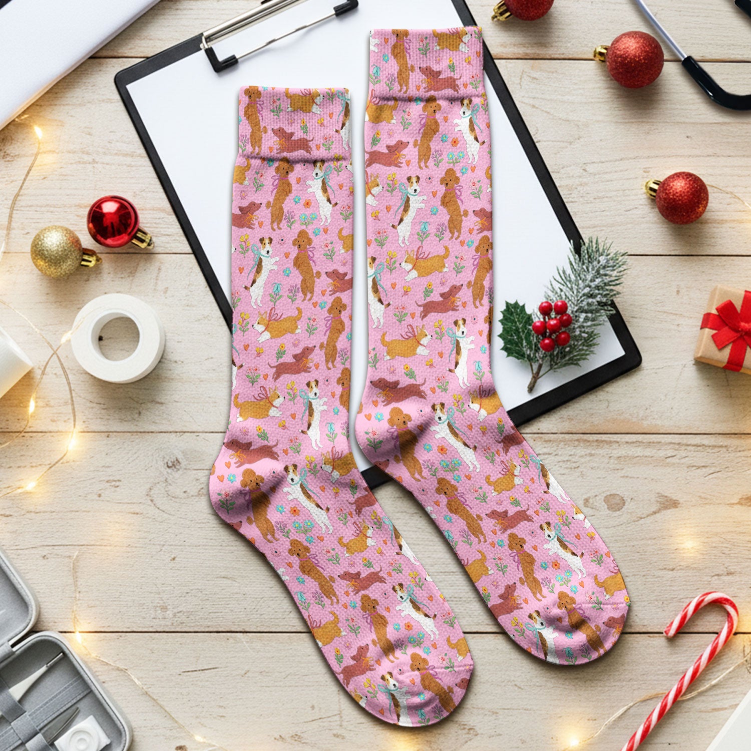 Cute Cartoon Dog Print Medical Socks, Socks for Nurse Doctor