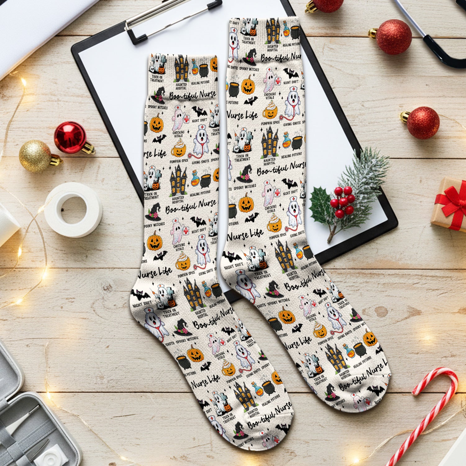 Spooky Halloween Boo-tiful Nurse Life Socks, Adult Socks for Men and Women