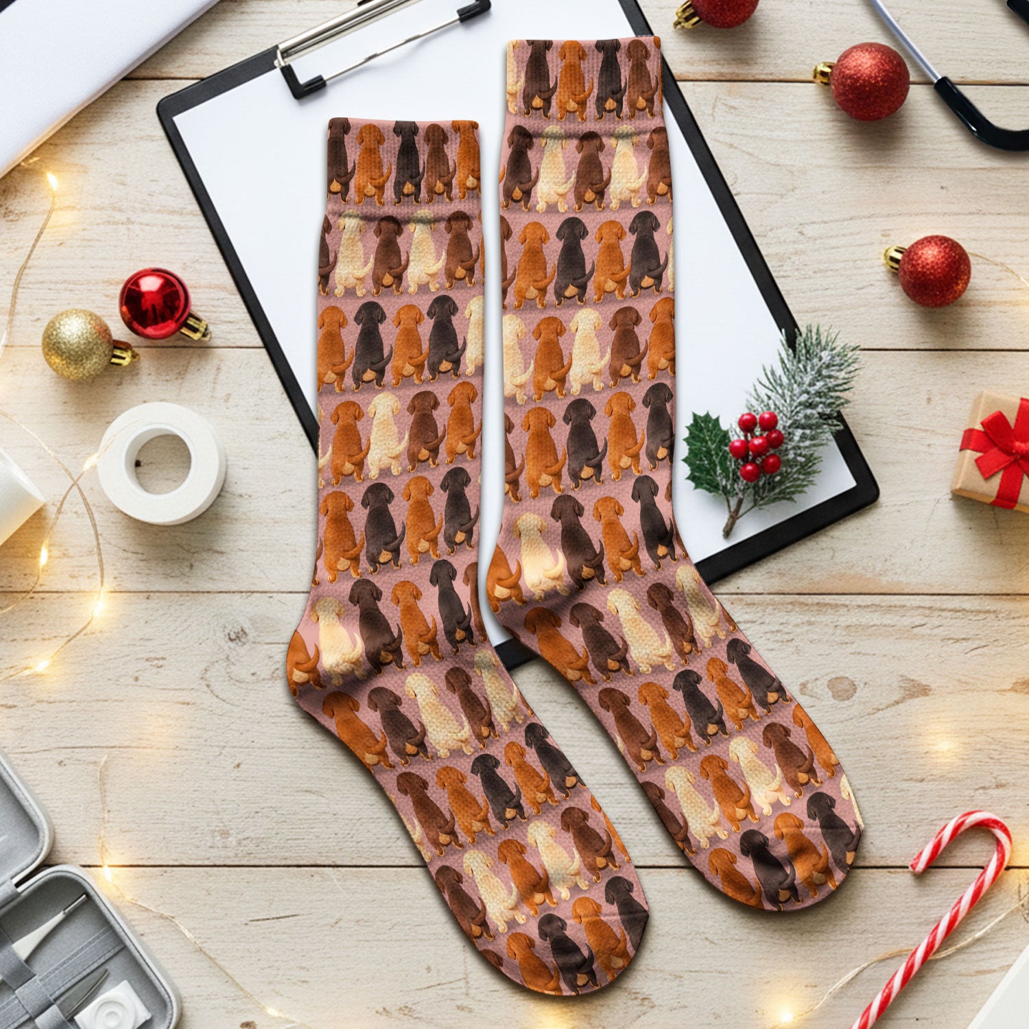 Cute Dachshund Butt Pattern All Over Print Socks, Adult Socks for Men and Women