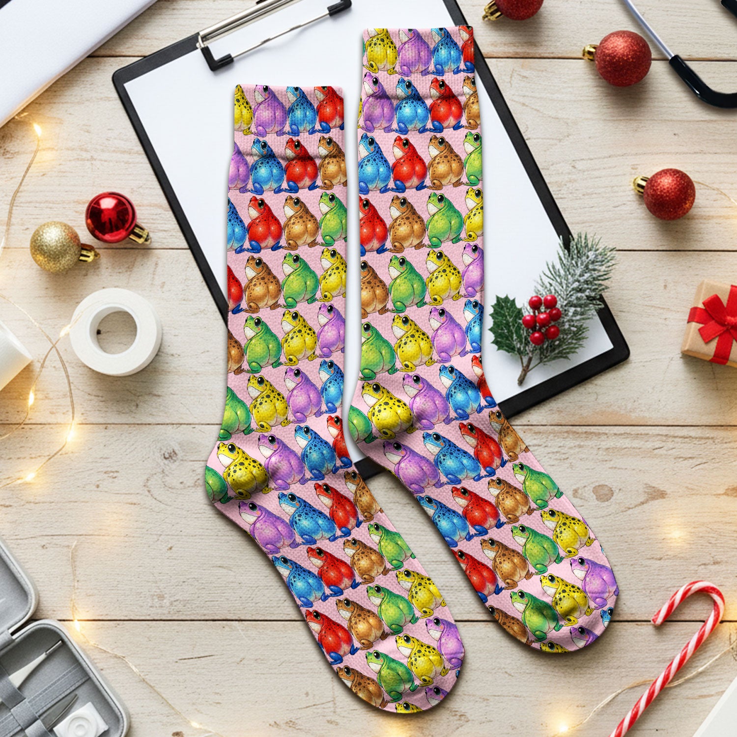 Funny Colorful Frogs Pattern Socks, Adult Socks for Men and Women