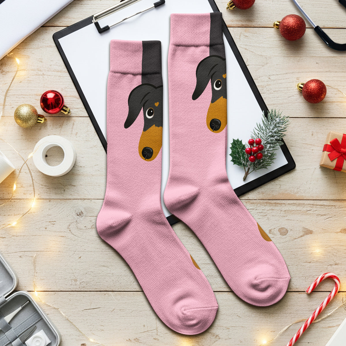 Cute Peekaboo Dachshund Dog Socks, Adult Socks for Men and Women