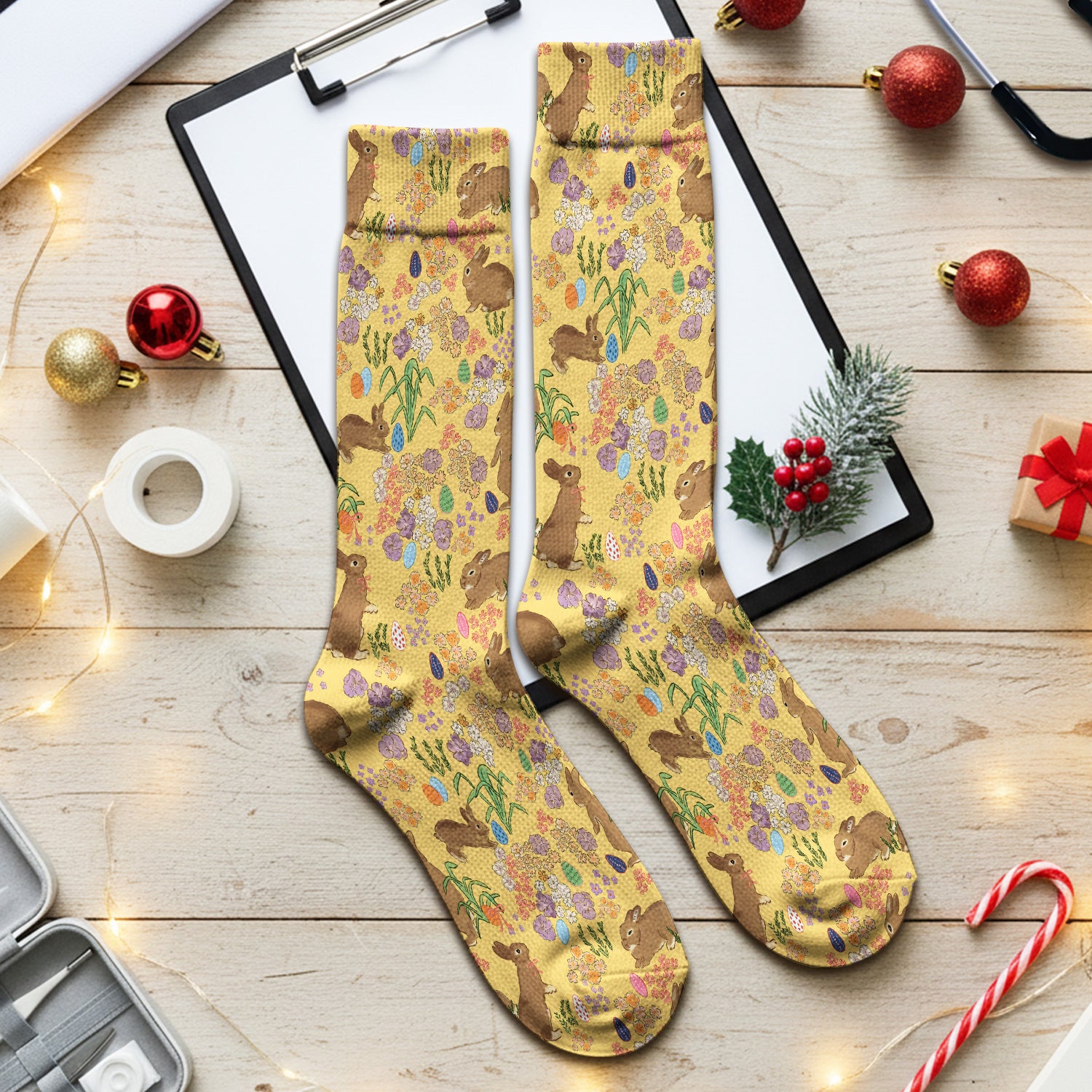 Cute Easter Bunny Pattern Socks, Adult Socks for Men and Women