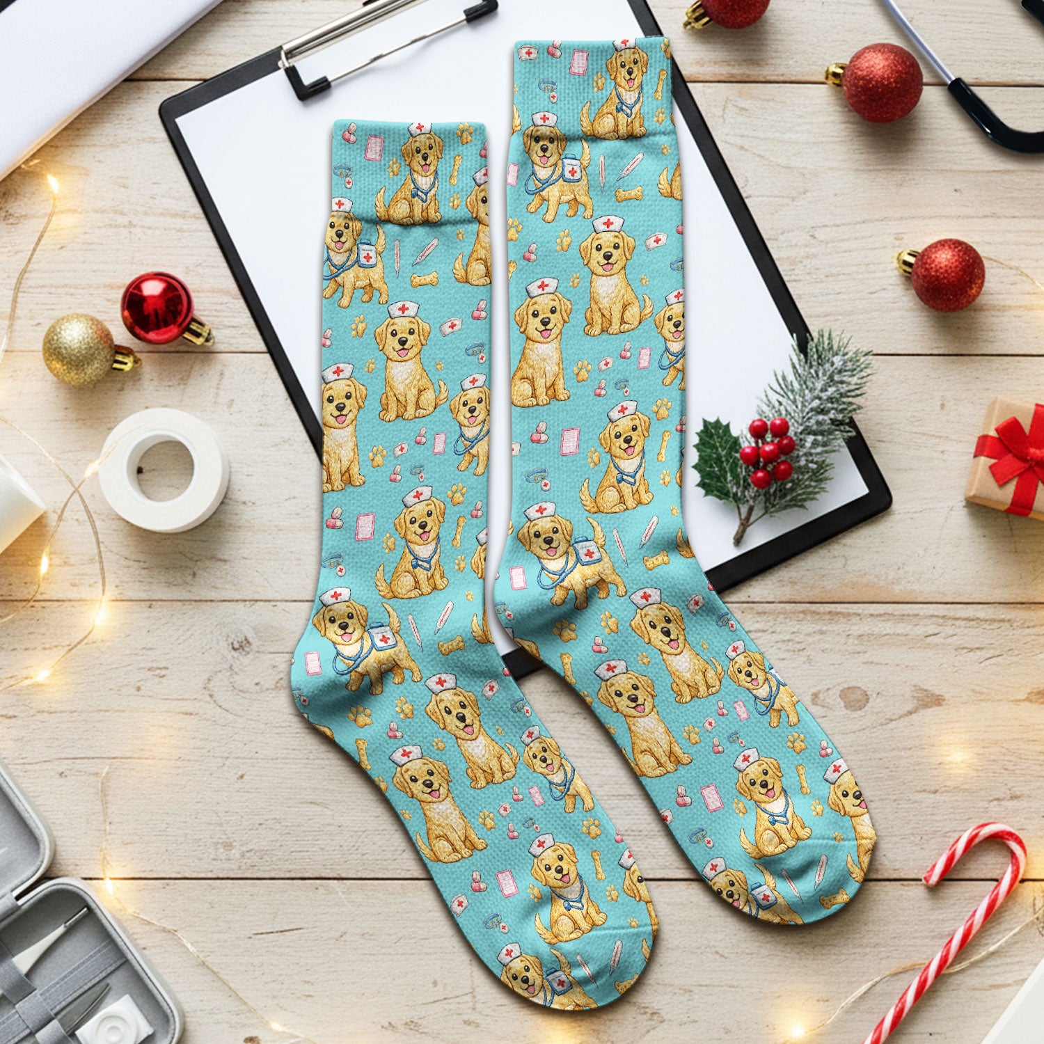 Cute Puppy Nurse Medical Print Medical Socks, Socks for Nurse Doctor
