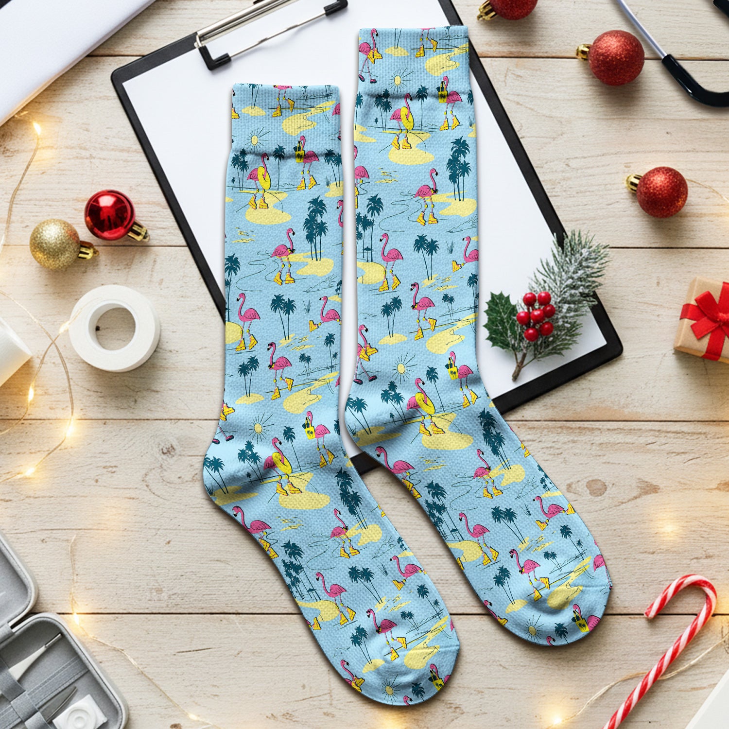 Retro Flamingo Nurse Print Socks, Adult Socks for Men and Women