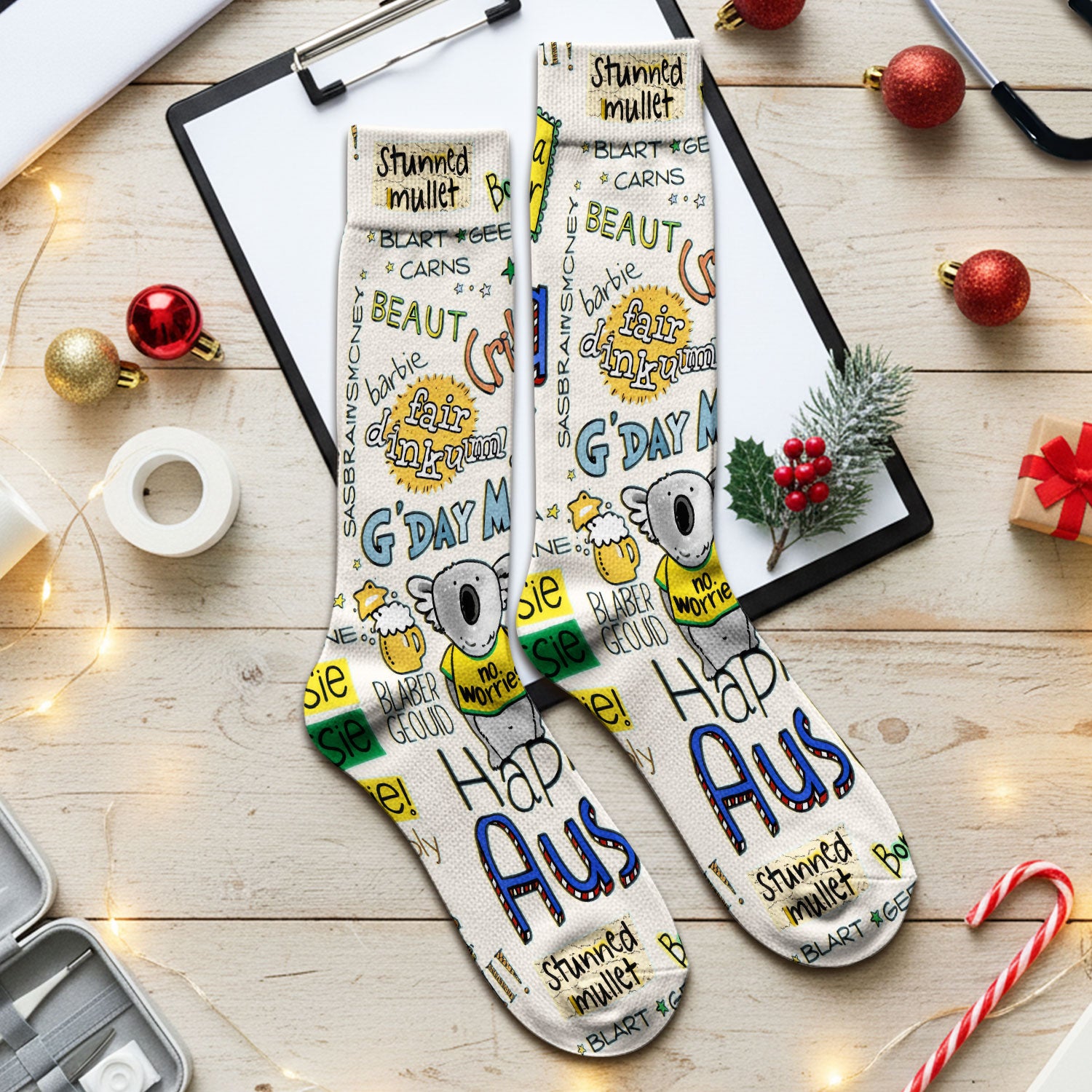 Cute Cartoon Koala Australia Pattern Medical Socks, Adult Socks for Men and Women