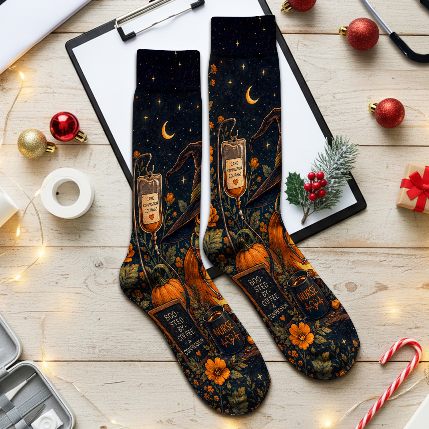 Halloween Witch Frog Pumpkin Socks, Adult Socks for Men and Women