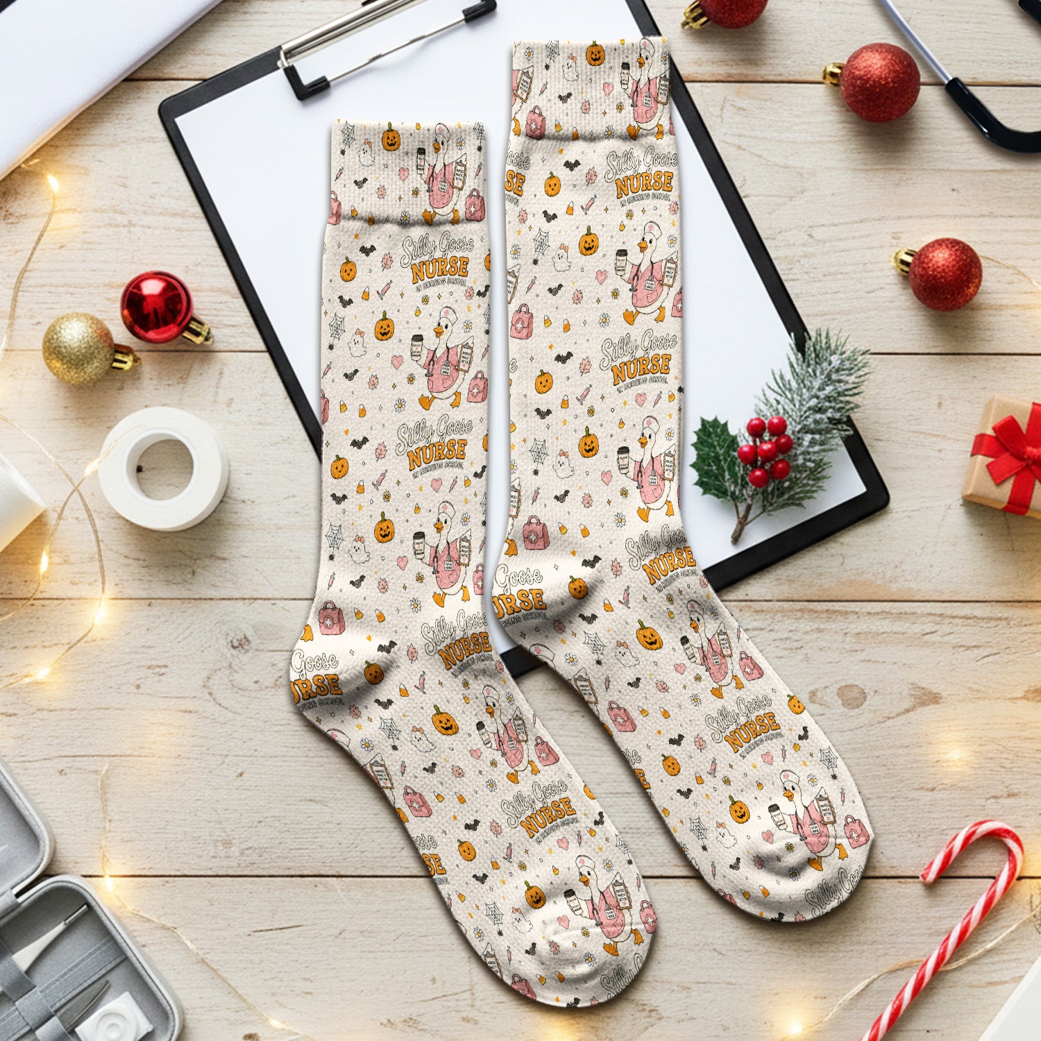 Funny Halloween Silly Goose Pattern Socks, Adult Socks for Men and Women
