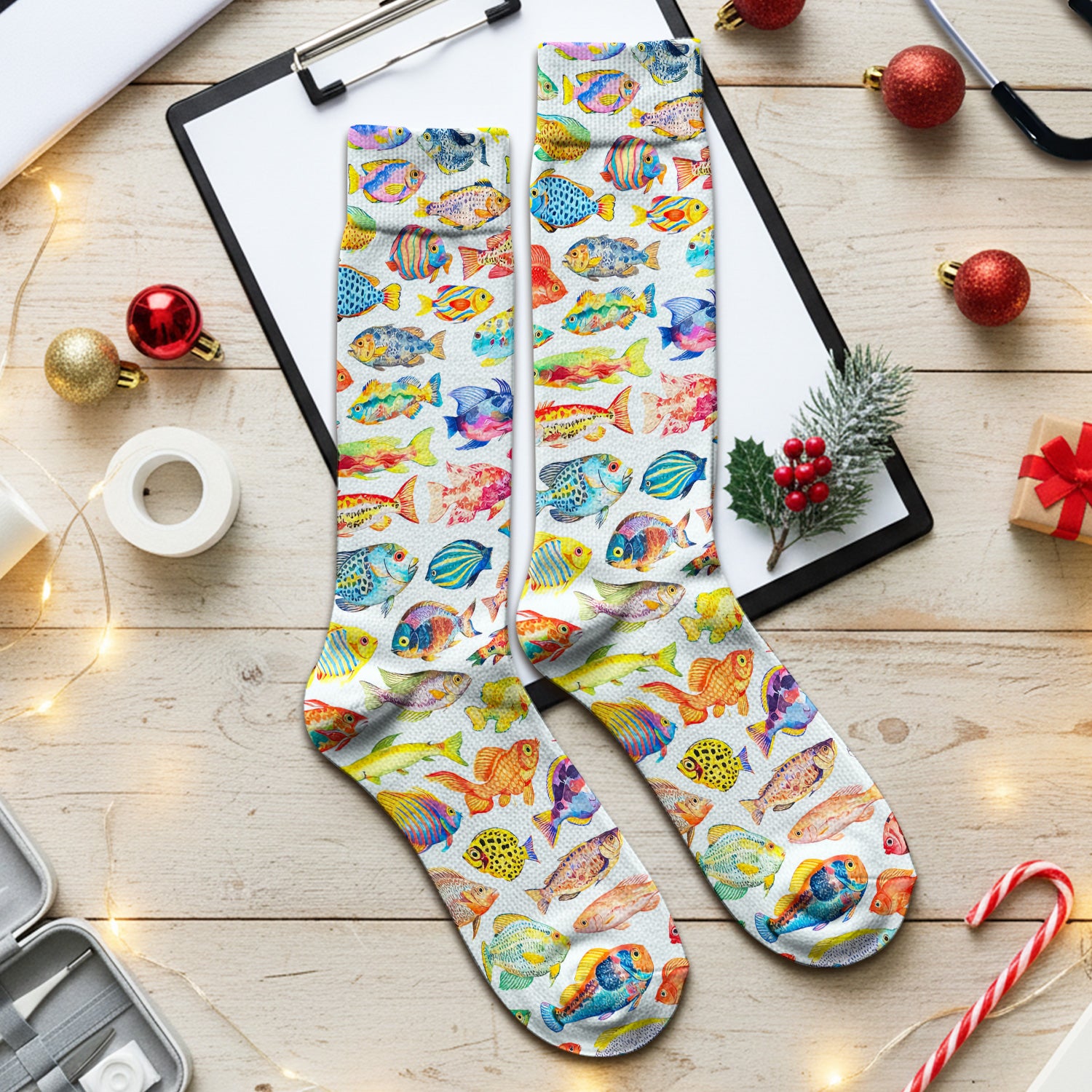 Colorful Tropical Fish Pattern Socks, Adult Socks for Men and Women