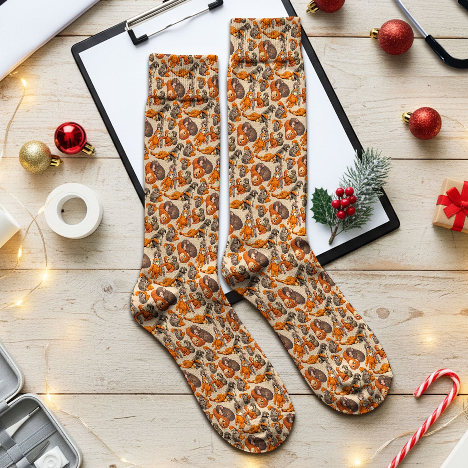Funny Baby Monkeys With Cute Poses Pattern Socks, Adult Socks for Men and Women