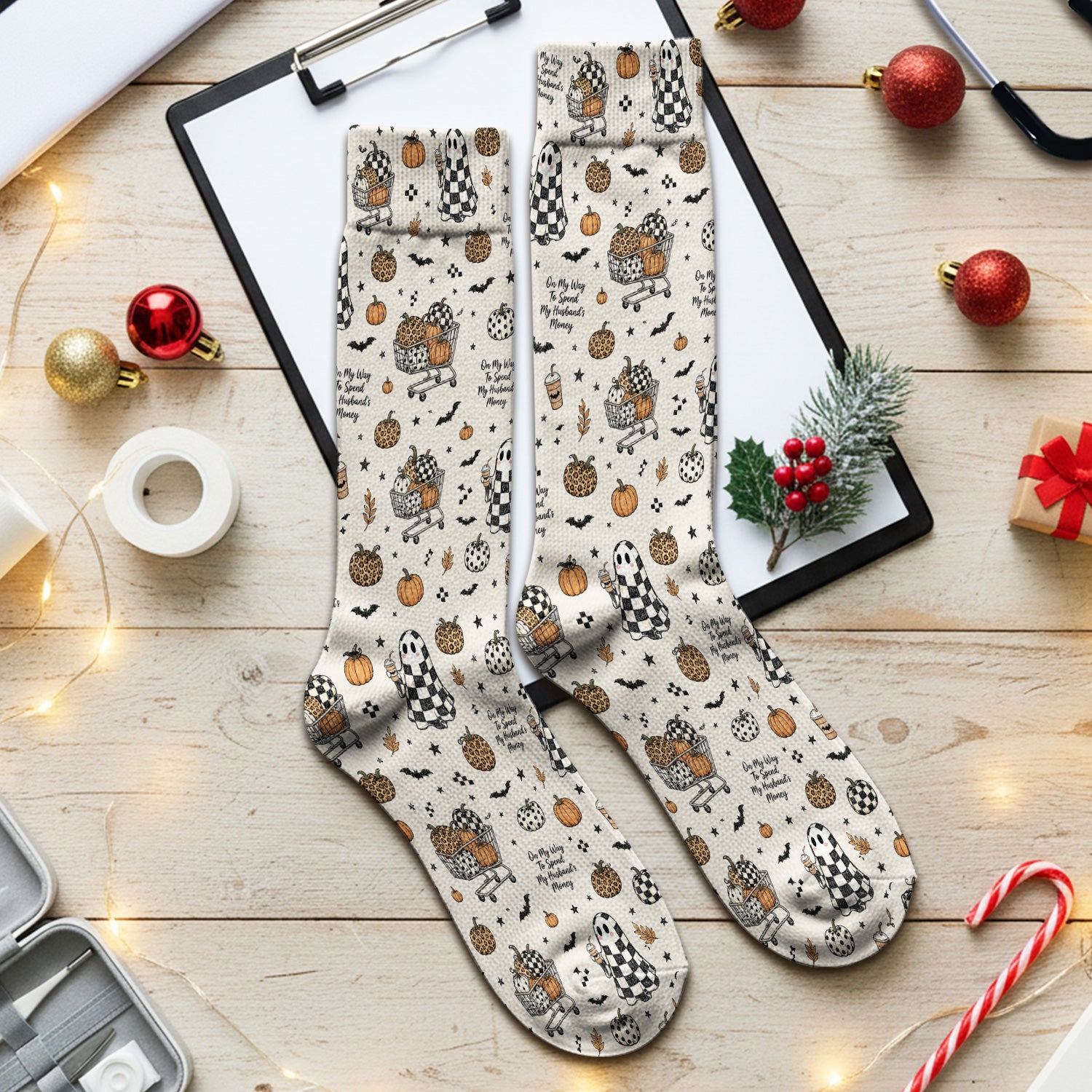 Halloween On My Way To Spend My Husband's Money Socks, Adult Socks for Men and Women