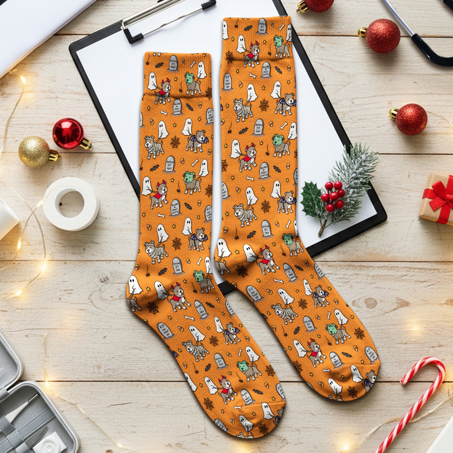 Cute Halloween Pit Bull Costumes Socks, Adult Socks for Men and Women