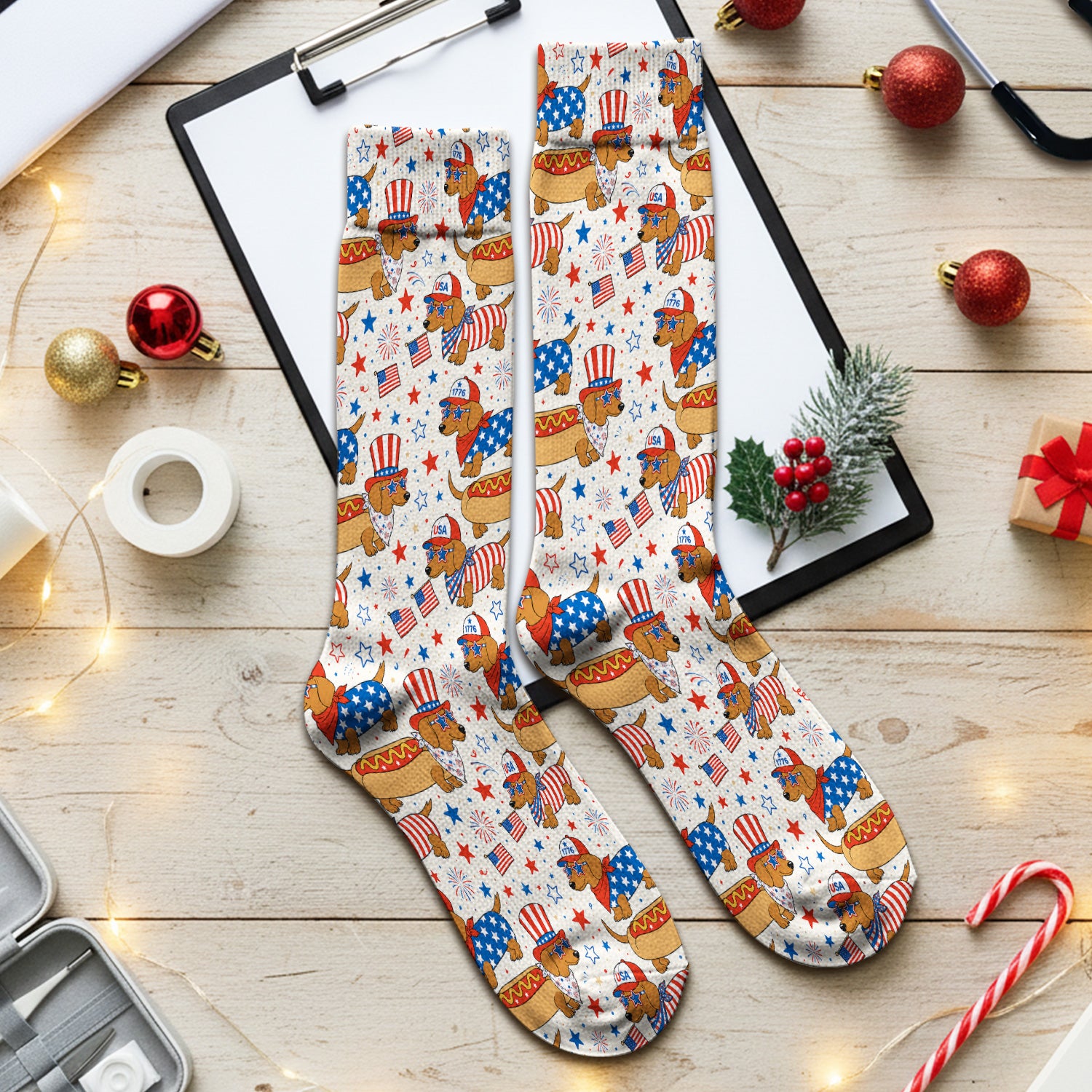 Patriotic Dachshund Fourth Of July Socks, Adult Socks for Men and Women