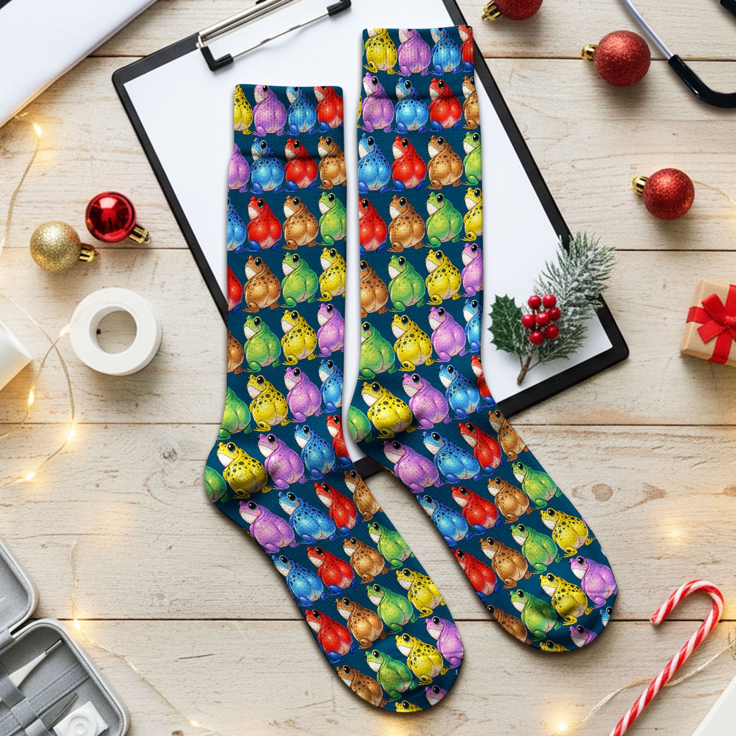 Funny Colorful Frogs Pattern Socks, Adult Socks for Men and Women