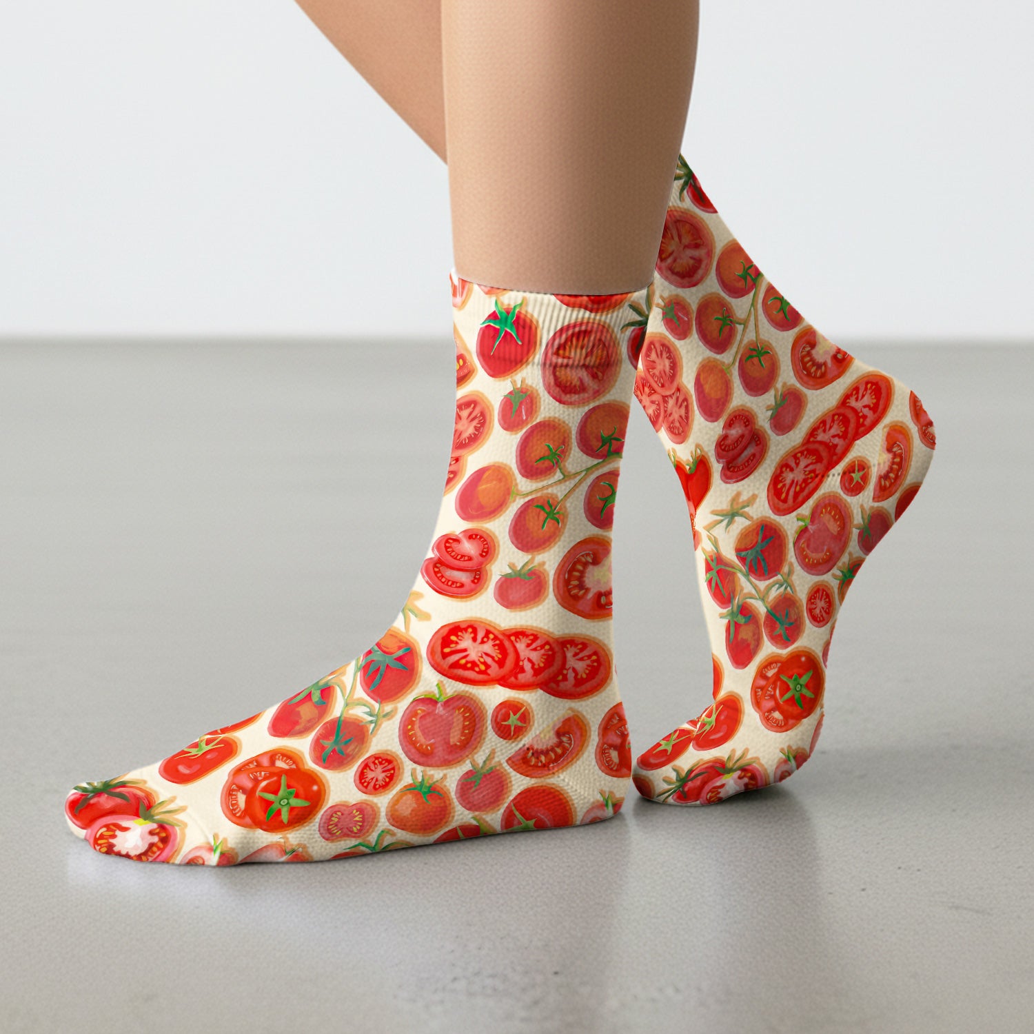 Fresh Tomato Slices Cherry Tomato Pattern Socks, Socks for Nurse Doctor