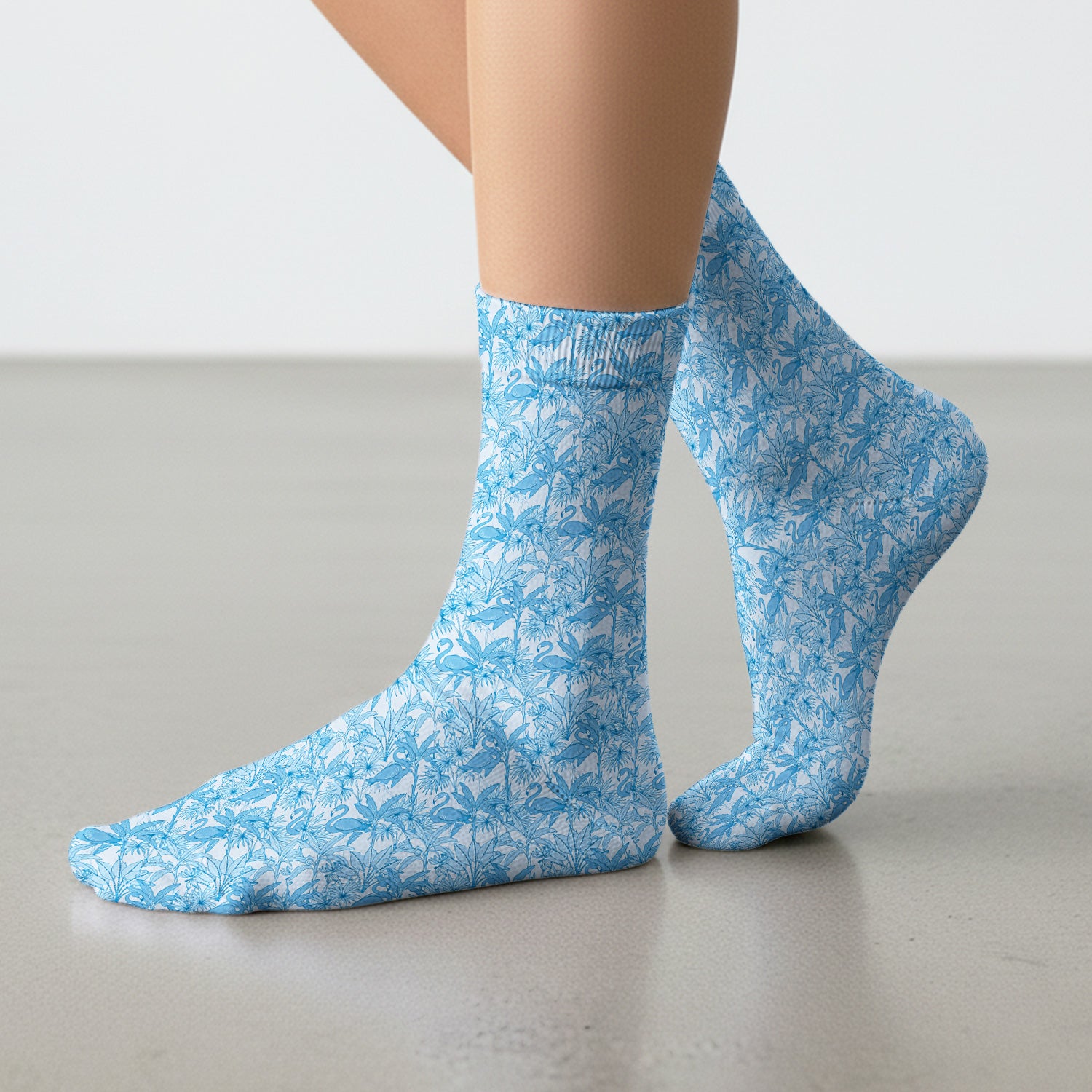 Tropical Flamingo Palm Leaves Pattern Socks, Breathable Fabrics Medical Uniform