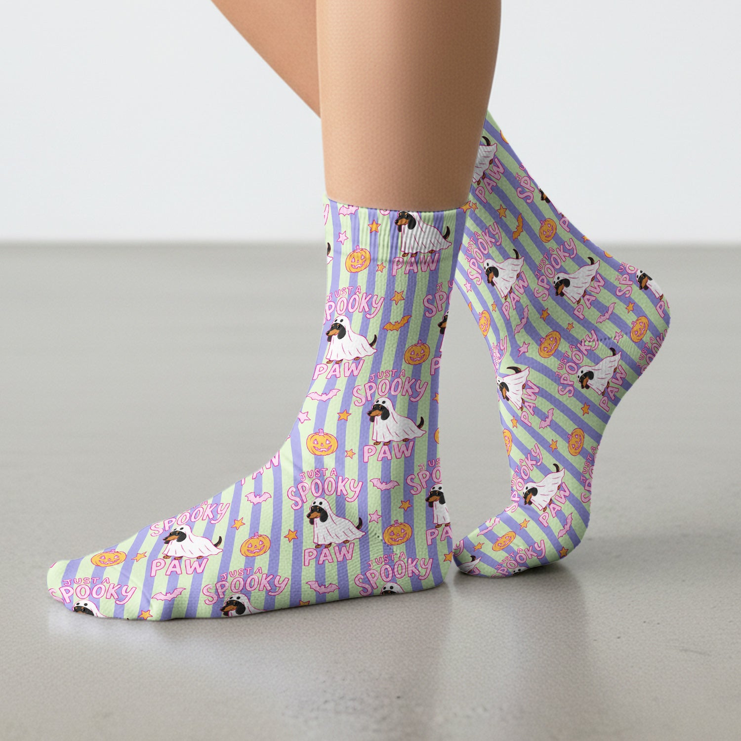 Just A Spooky Dachshund Paw Print Socks, Adult Socks for Men and Women