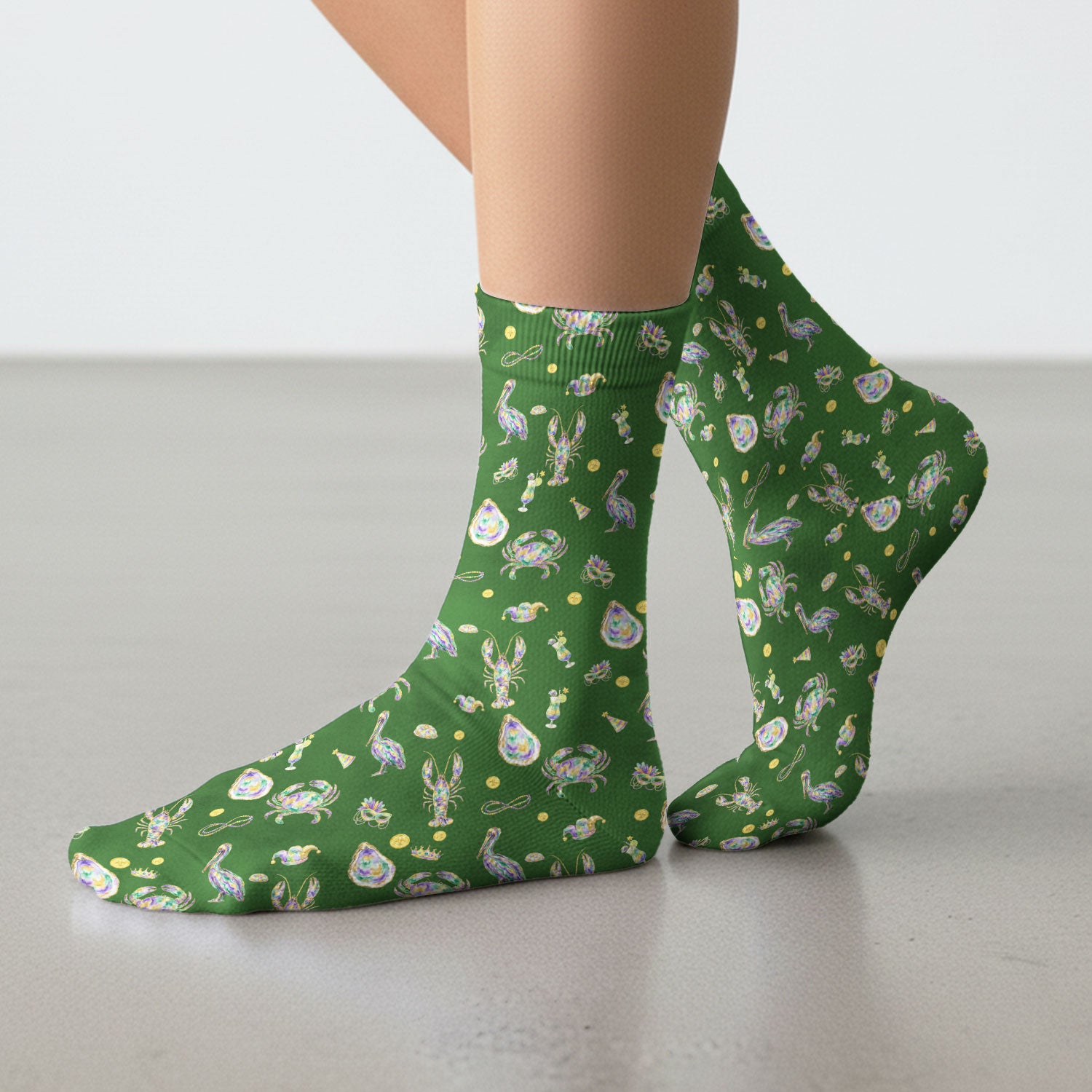 Mardi Gras Seafood Nurse Scrub Socks, Comfortable Uniform Scrubs For Nursing