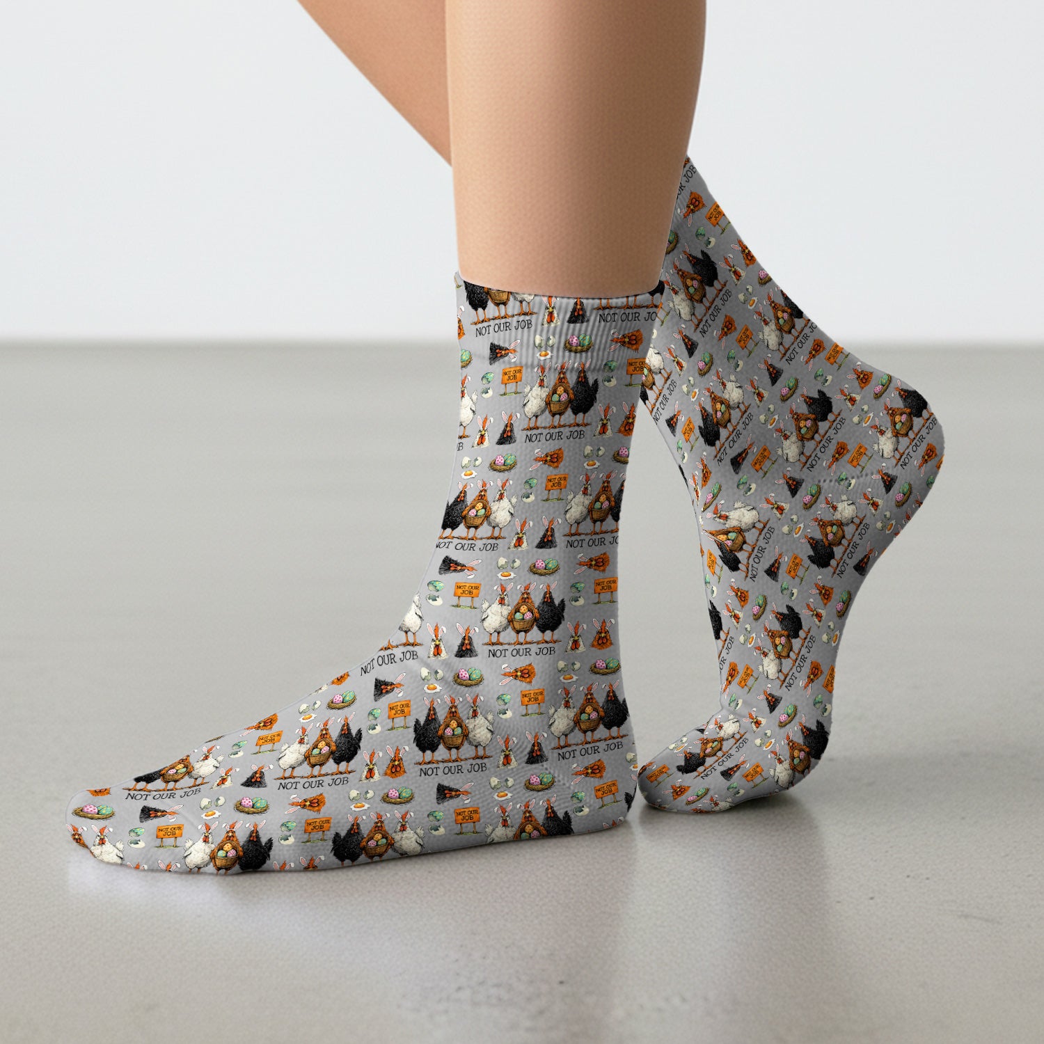 Funny Easter Chicken Humor Pattern Socks, Breathable Fabrics Medical Uniform