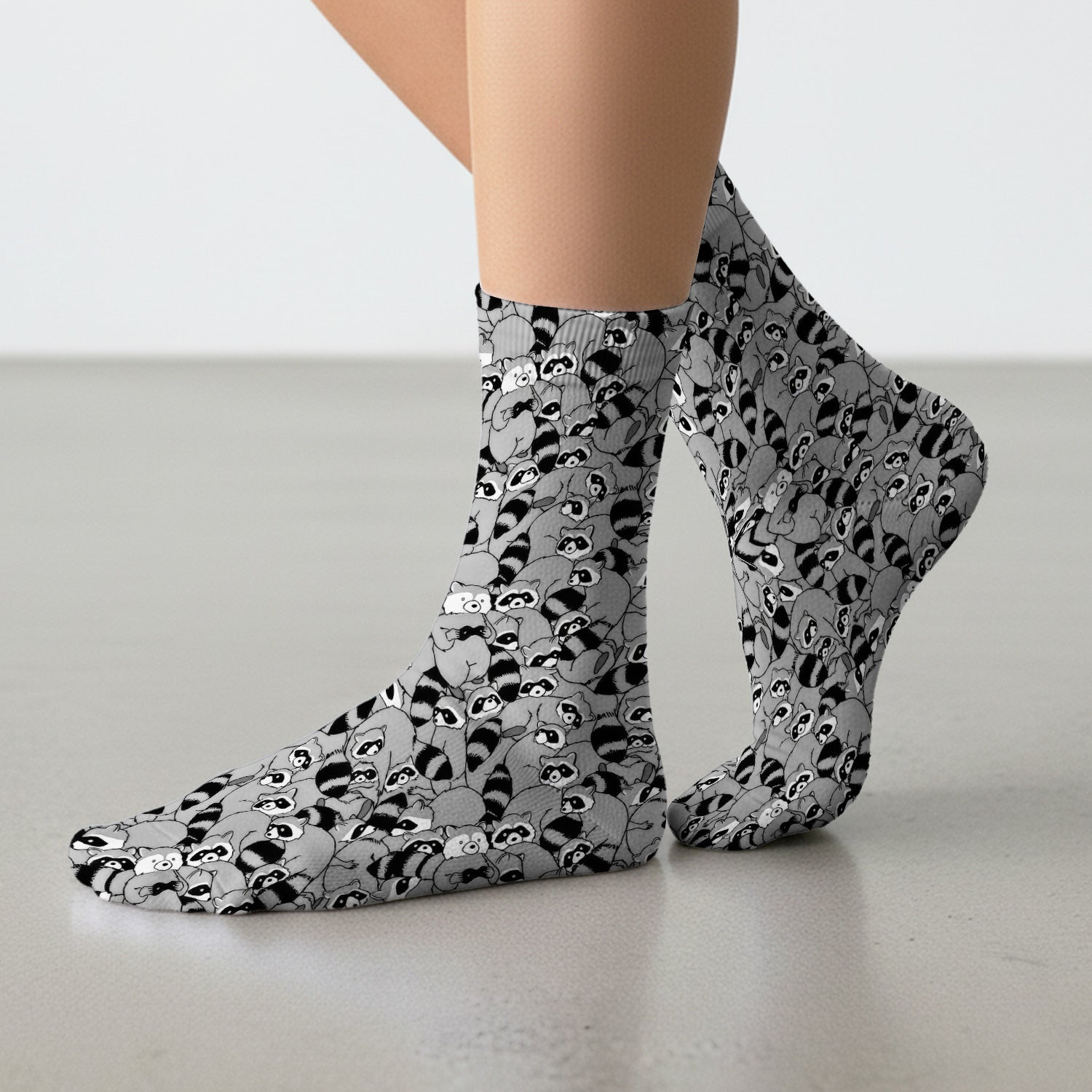 Cute Nurse Raccoon Crowd Pattern Socks, Adult Socks for Men and Women