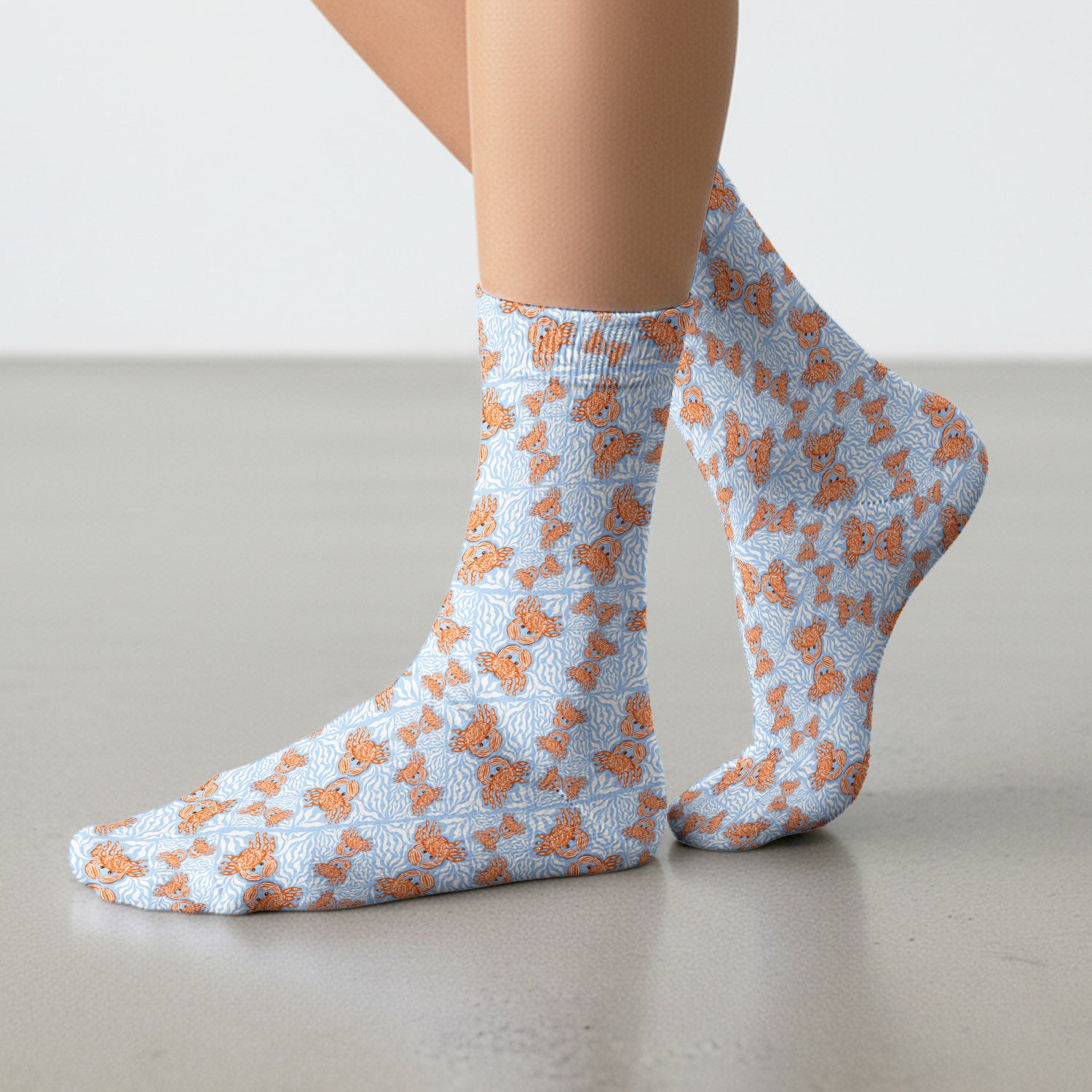 Cute Coastal Crab Print Socks, Socks for Nurse Doctor