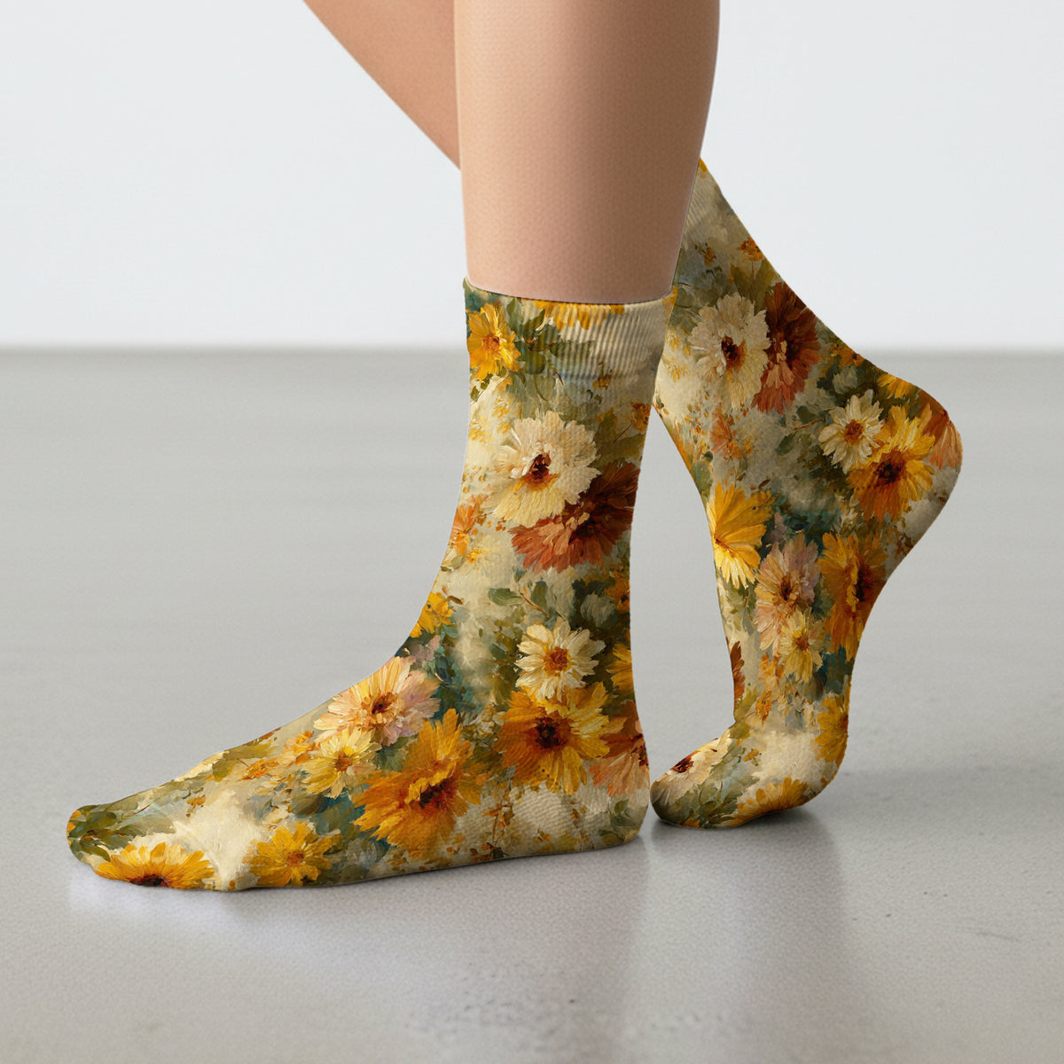 Vintage Sunflower Oil Painting Socks, Adult Socks for Men and Women
