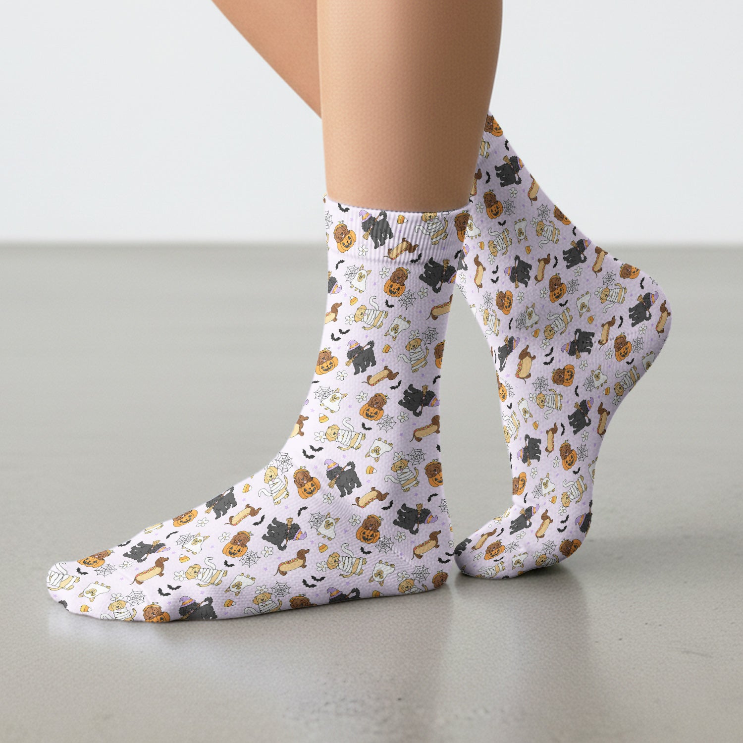 Cute Halloween Costumed Pets Socks, Adult Socks for Men and Women
