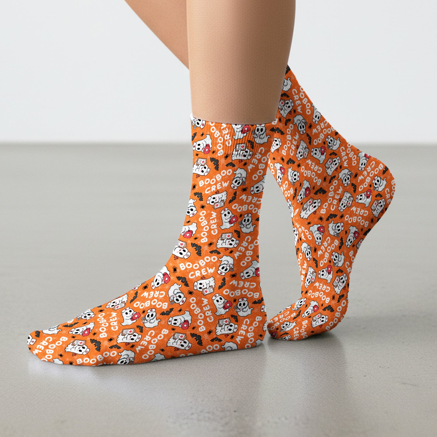 Cute Halloween Boo Boo Crew Ghost Socks, Adult Socks for Men and Women