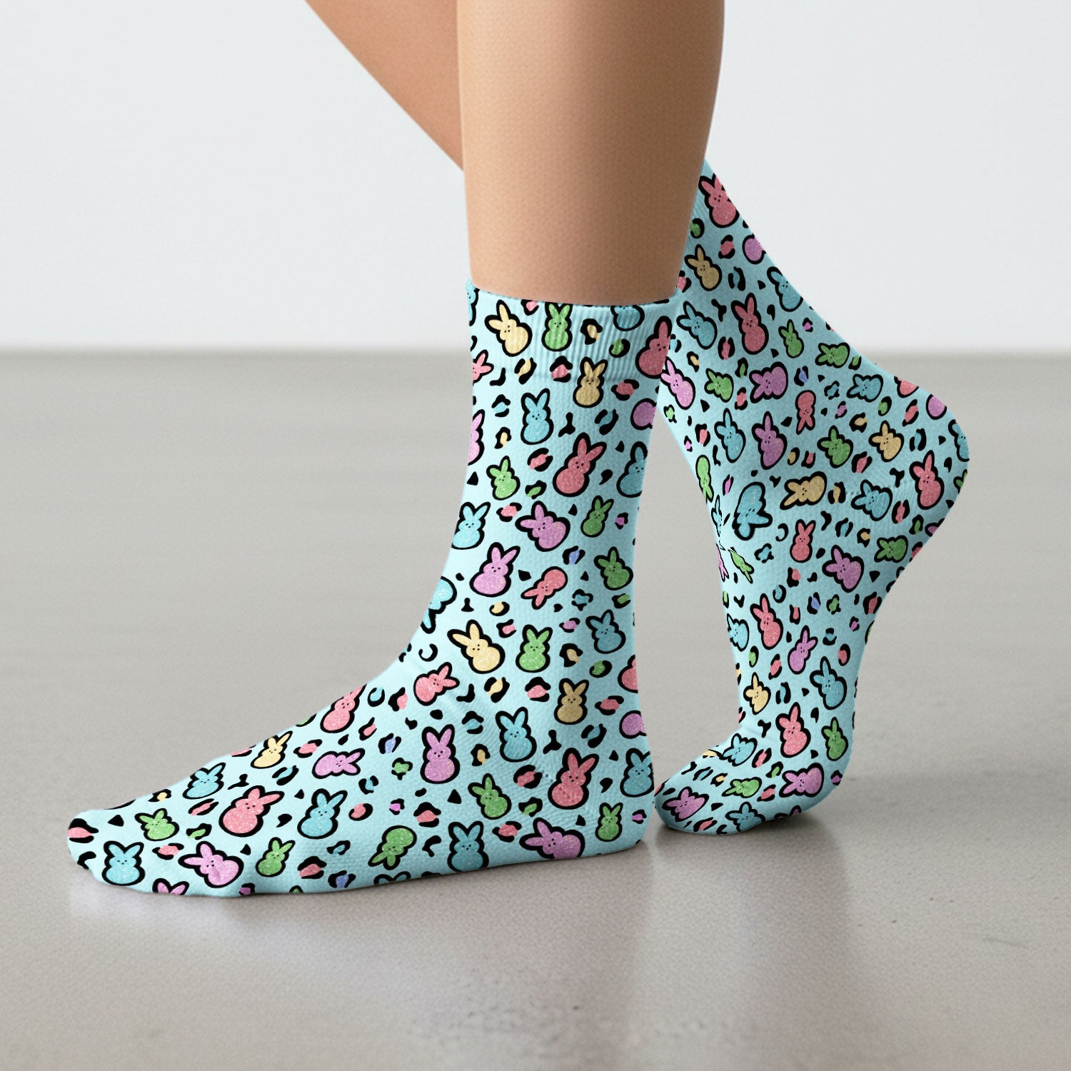 Cute Easter Bunny Pastel Pattern Socks, Socks for Nurse Doctor