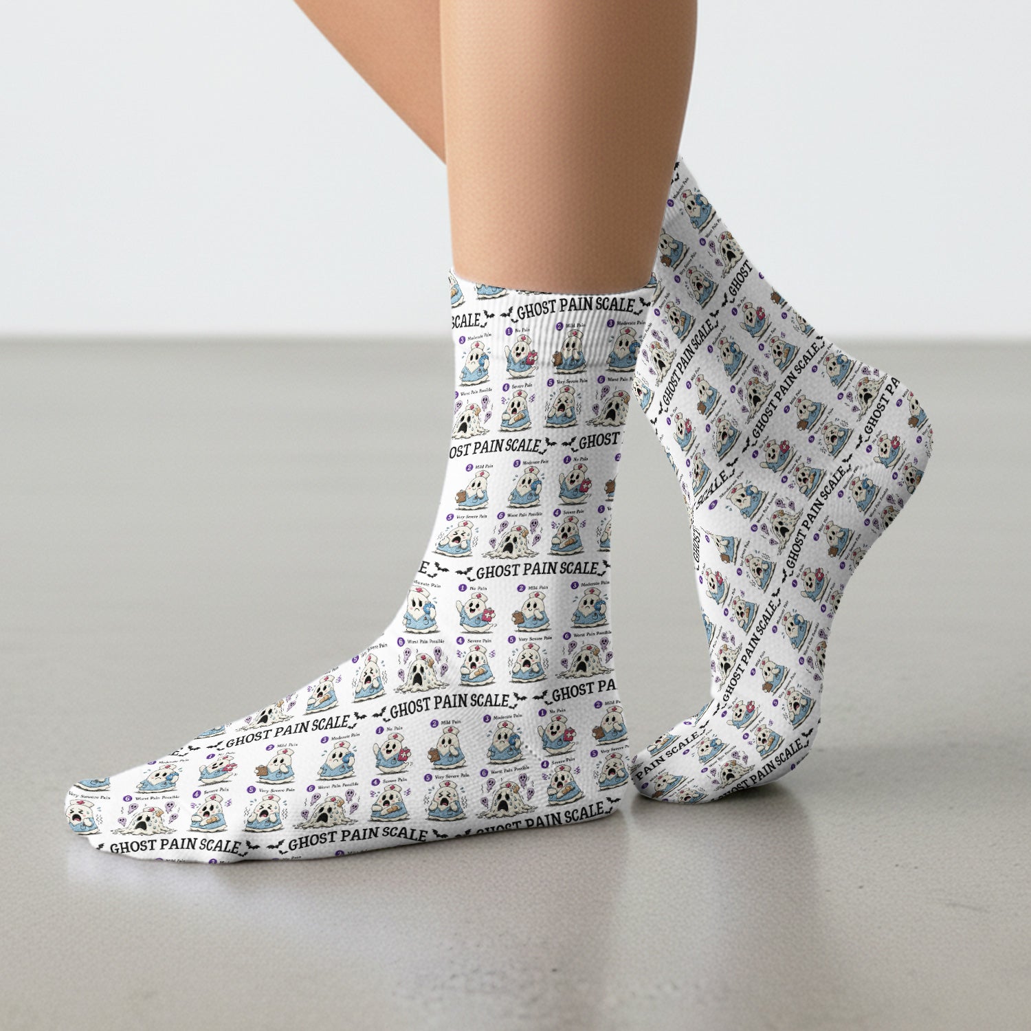 Funny Ghost Pain Scale Pattern Socks, Adult Socks for Men and Women