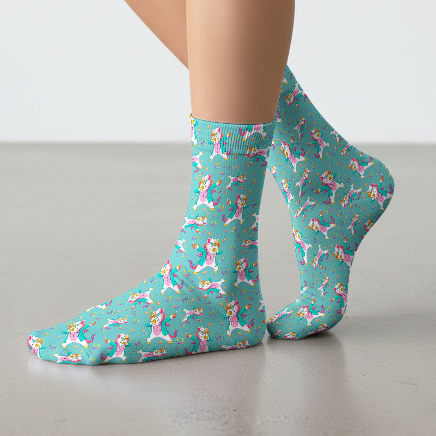 Cute Unicorn Nurse Dance Pattern Socks, Breathable Fabrics Medical Uniform