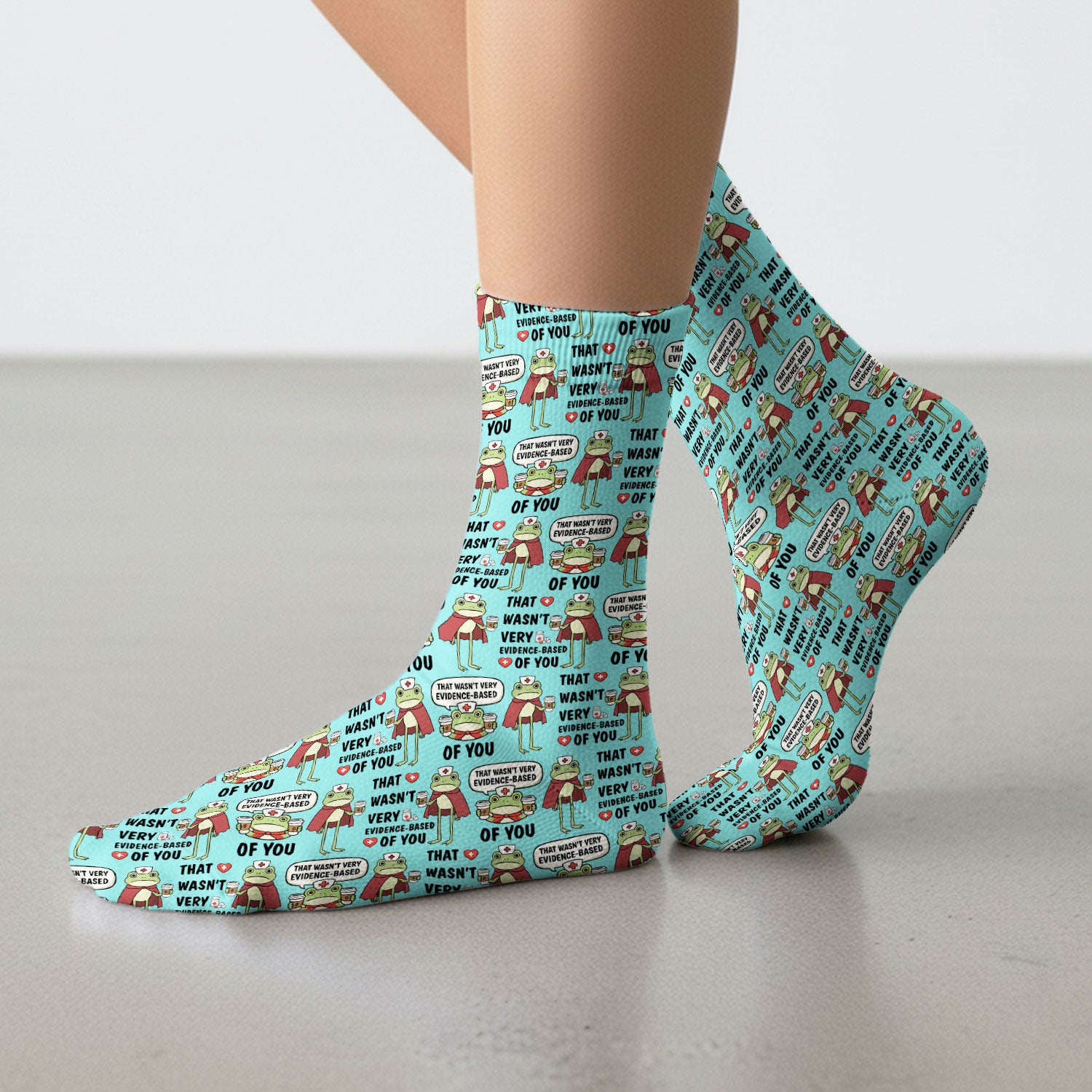 Funny Frog Nurse Quote Medical Pattern, Socks for Nurse Doctor