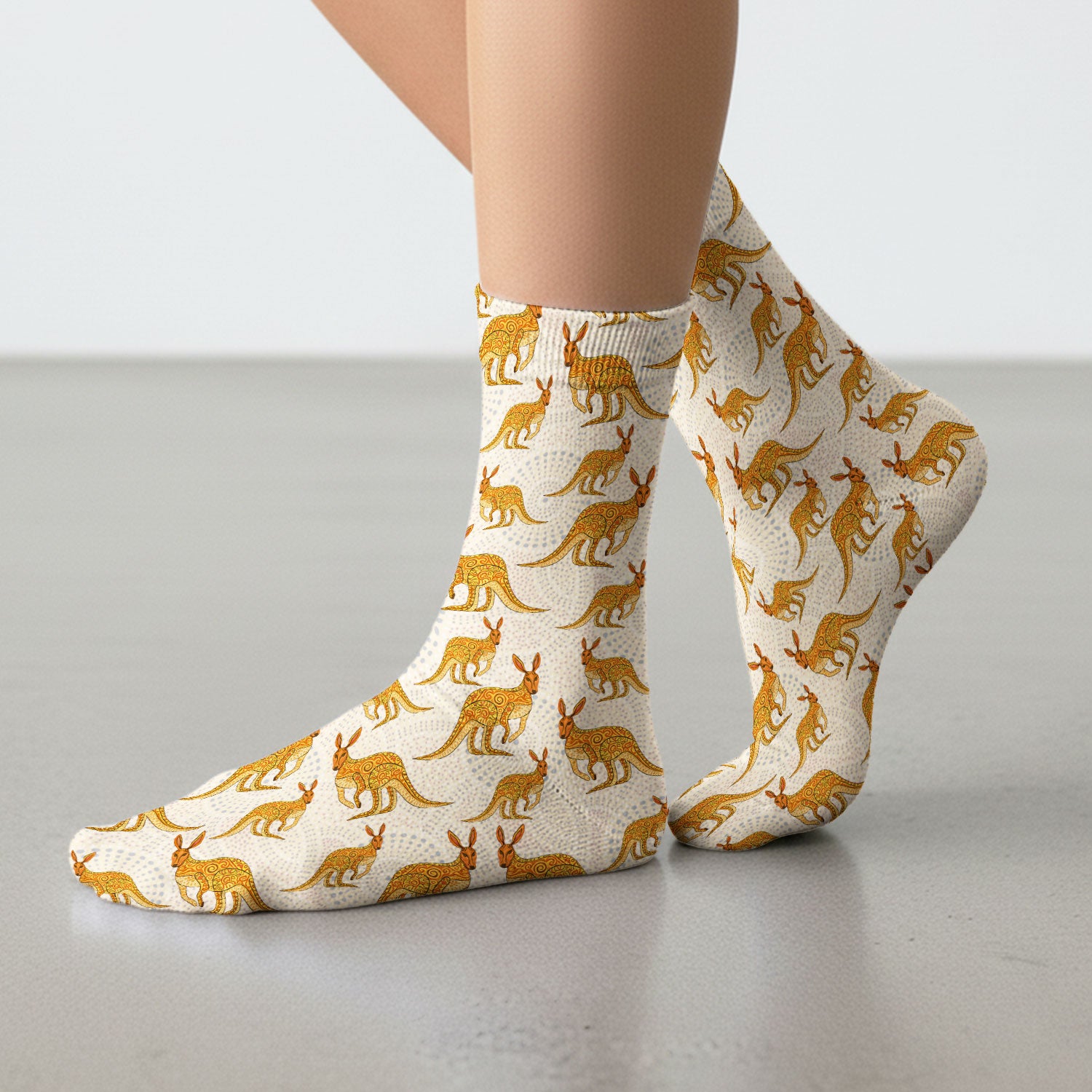 Australian Kangaroo Dot Art Inspired Nurse Socks - Adult Socks for Women and Men