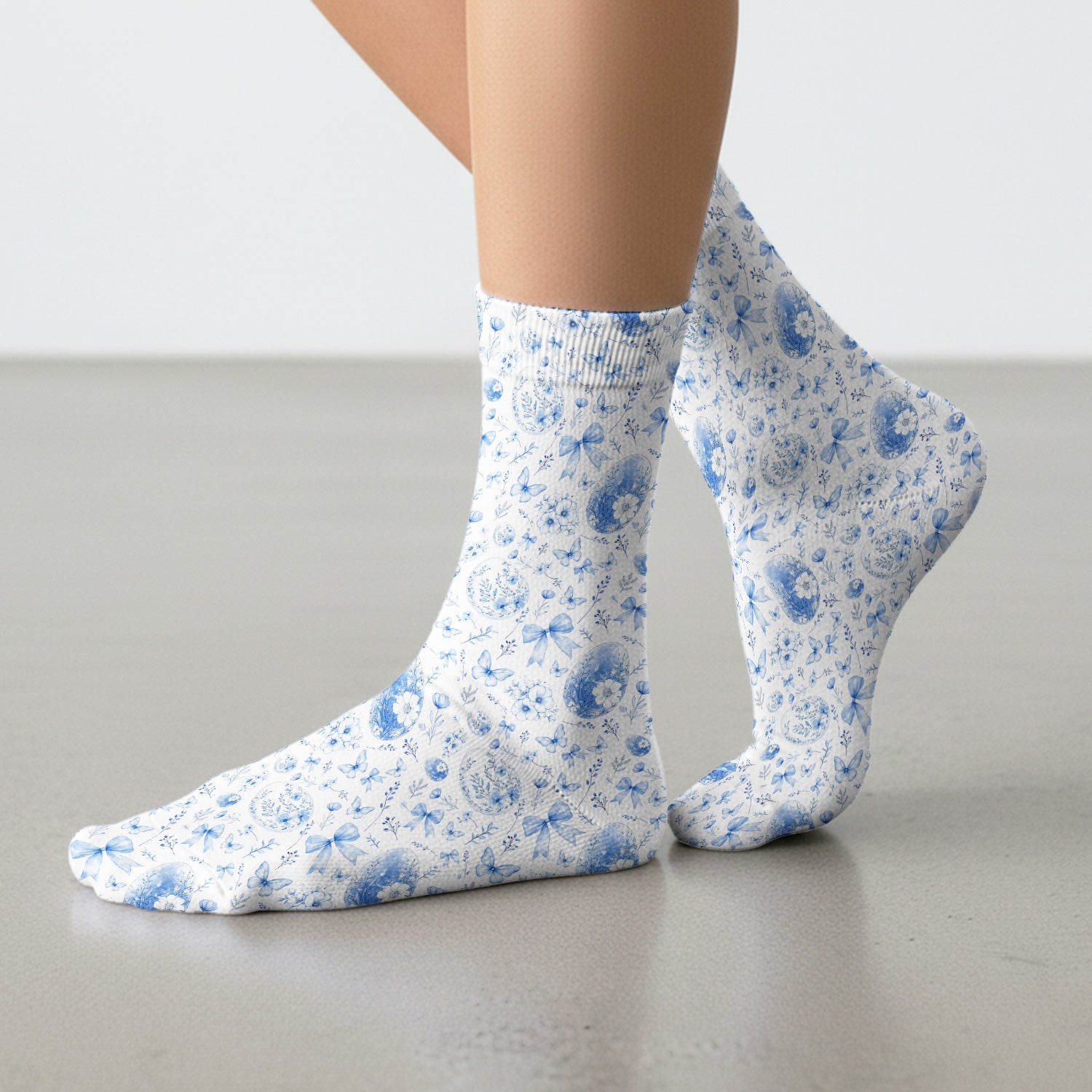 Butterfly Floral Bow Vintage Pattern Socks, Breathable Fabrics Medical Uniform