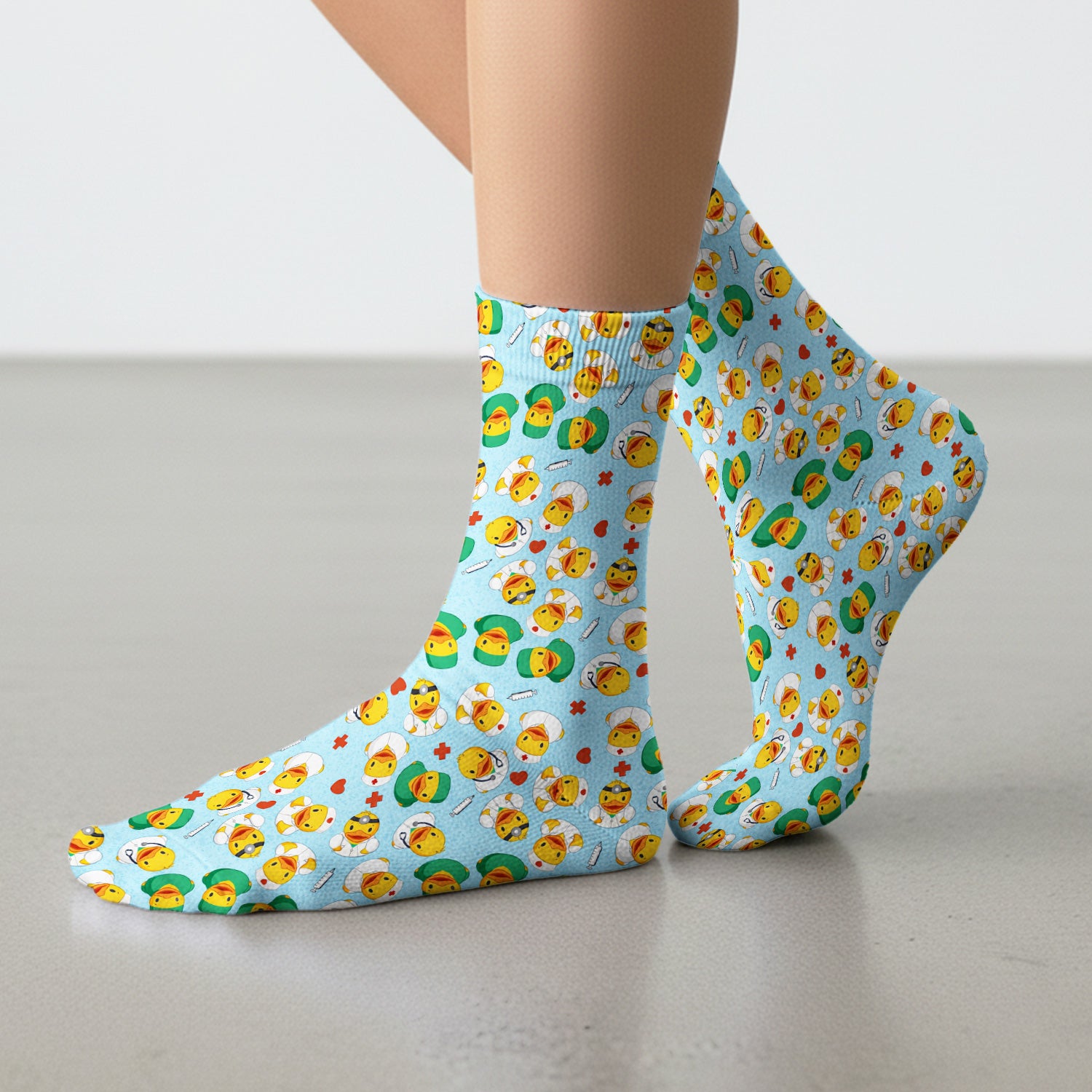 Duck Doctor Cartoon Pattern Socks, Adult Socks for Men and Women